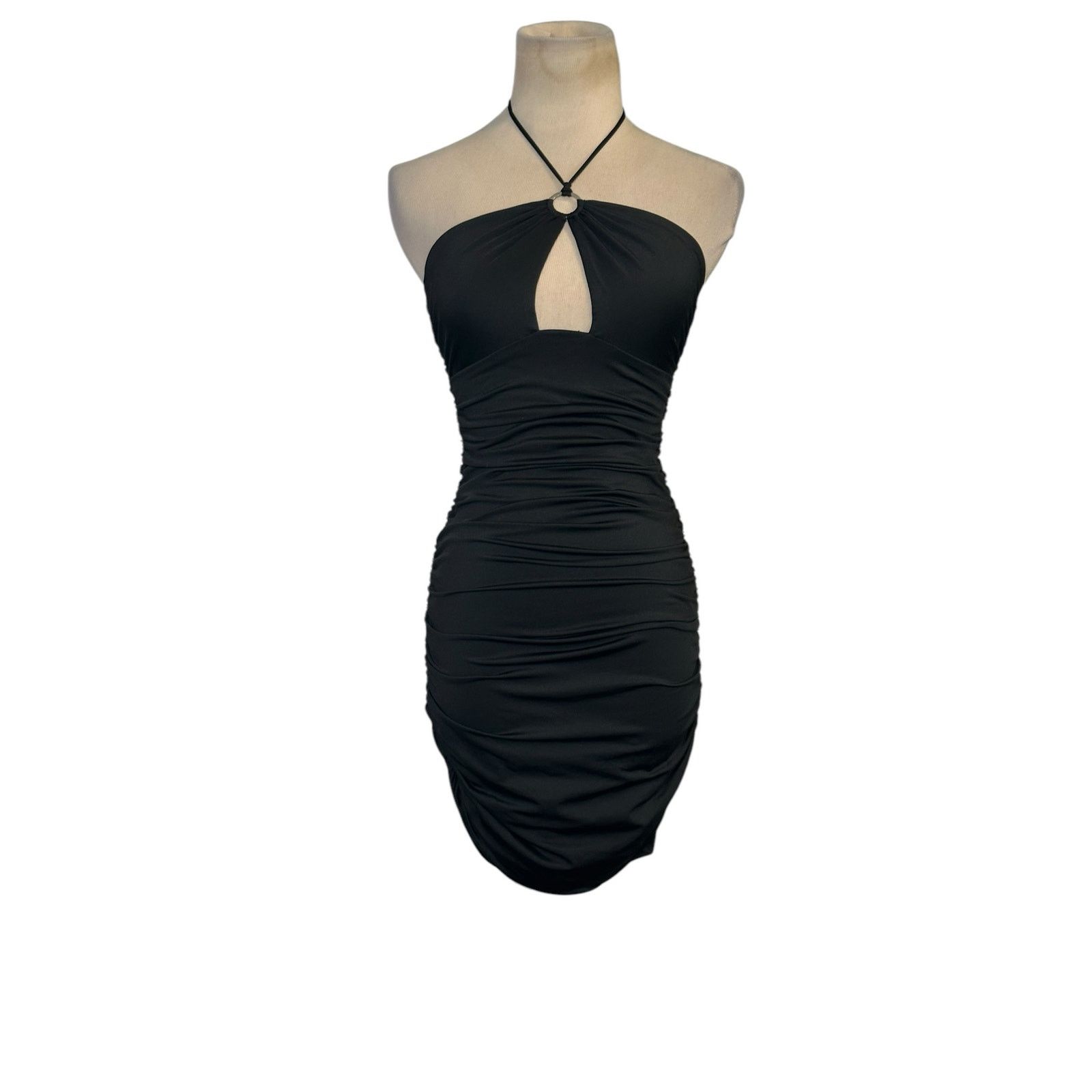 PRINCESS POLLY Princess Polly black halter cut out ruched mini dress size 2 Size XS / US 0-2 / IT 36-38 - 15 Thumbnail