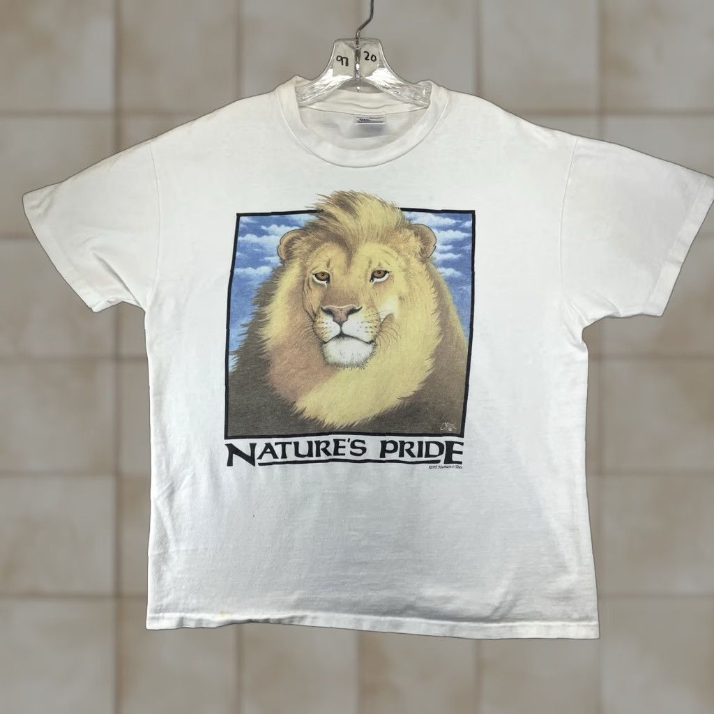 Anvil VINTAGE Lion Portrait Shirt Mens L White 90s Anvil HUMAN I TEE Single Stitch Crew Neck Short Sleeve Cotton Logo T-Shirt Size US L / EU 52-54 / 3 - 1 Thumbnail
