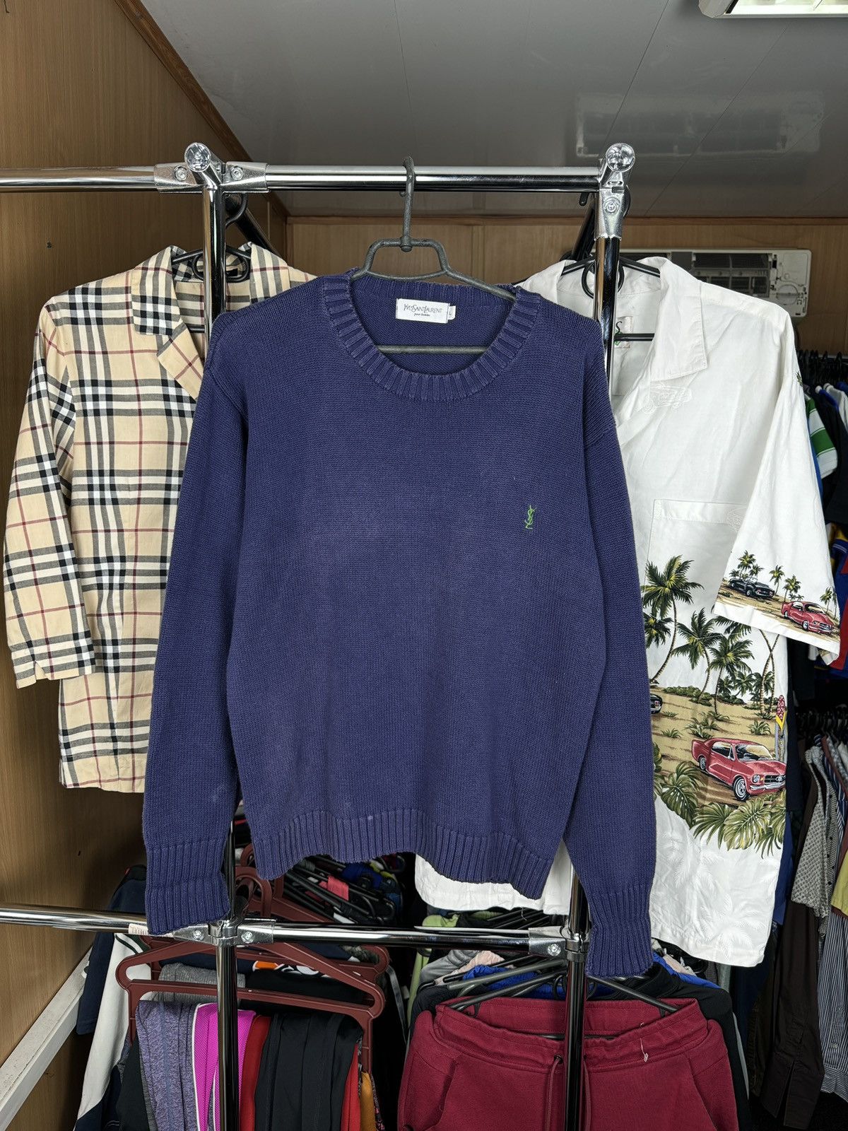 Mens Vintage Yves Saint Laurent sweater 90s YSL distressed