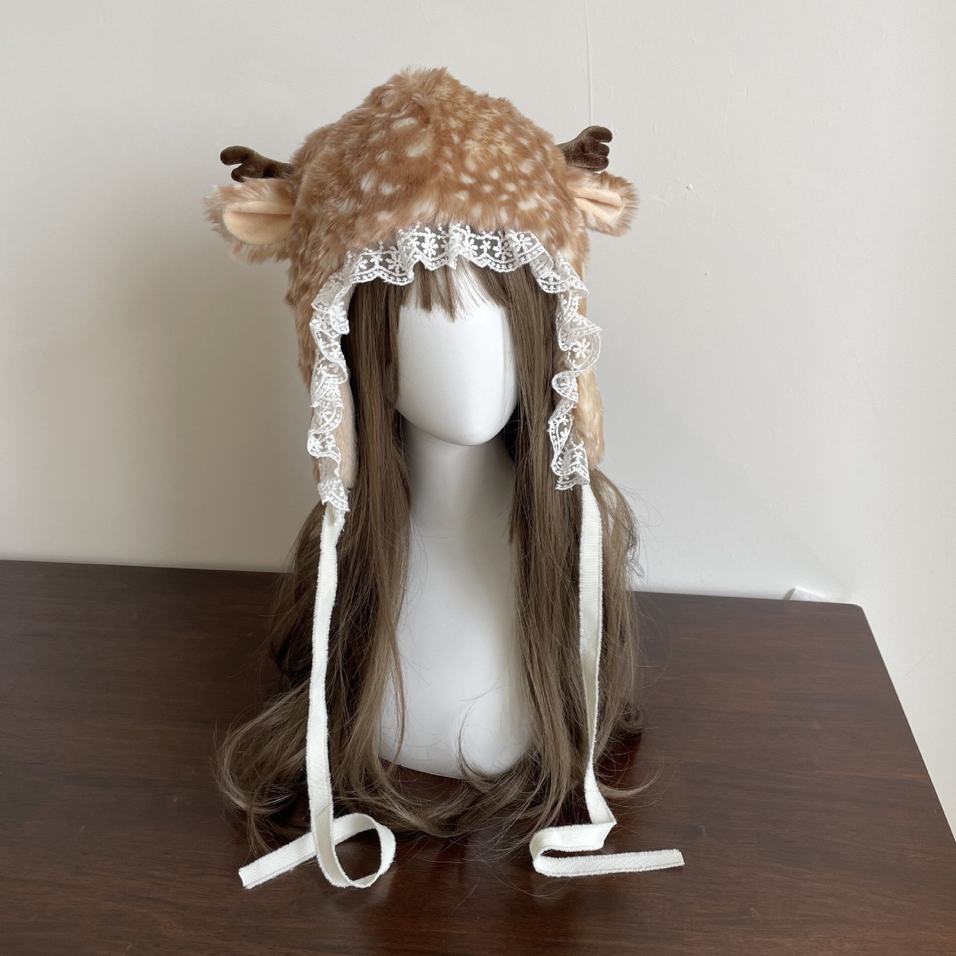 Other Plush cute lace elk warm hat Size ONE SIZE - 4 Thumbnail
