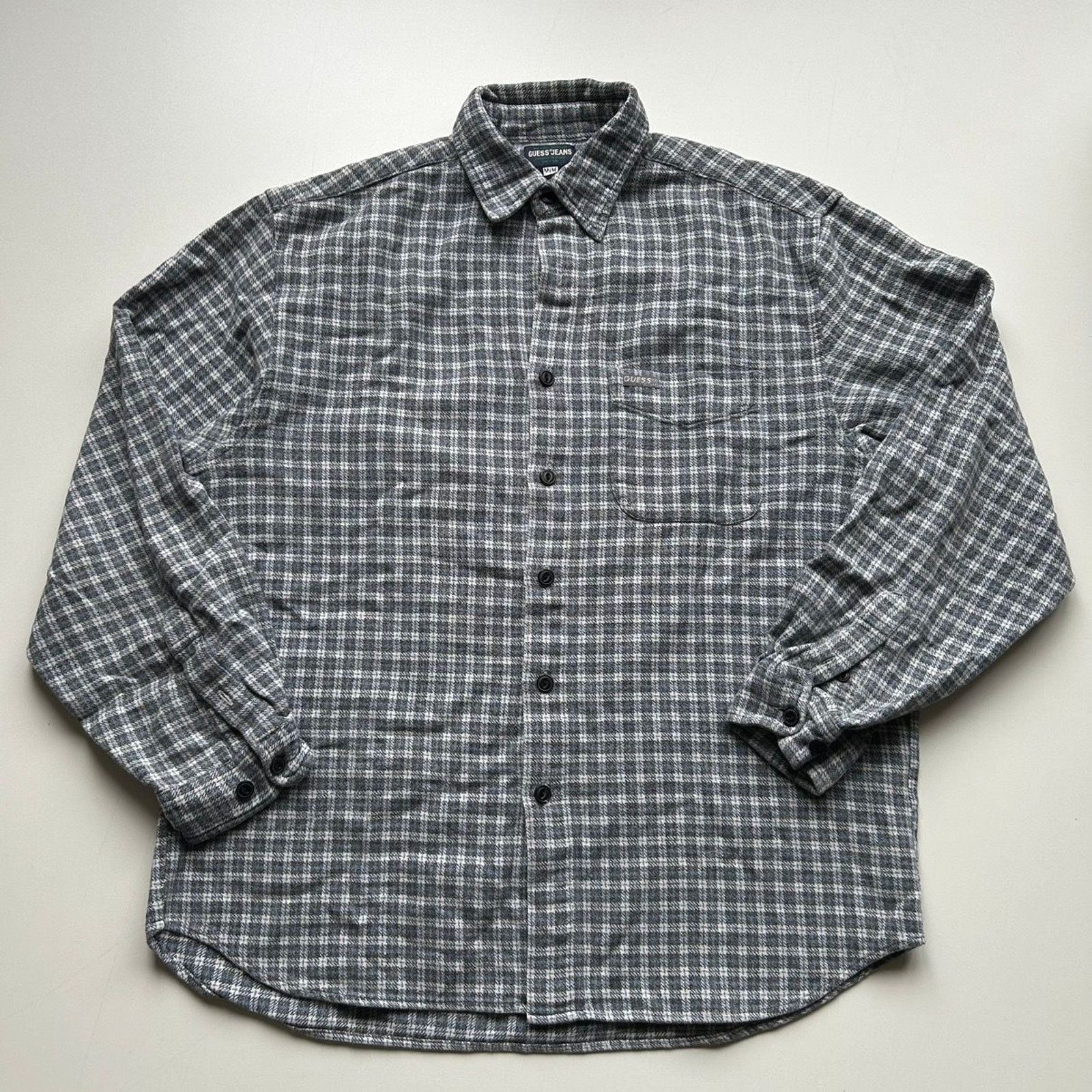 Guess × Vintage Vintage 90s Guess Plaid Checkered Button Up Shirt Medium USA Size US M / EU 48-50 / 2 - 1 Thumbnail