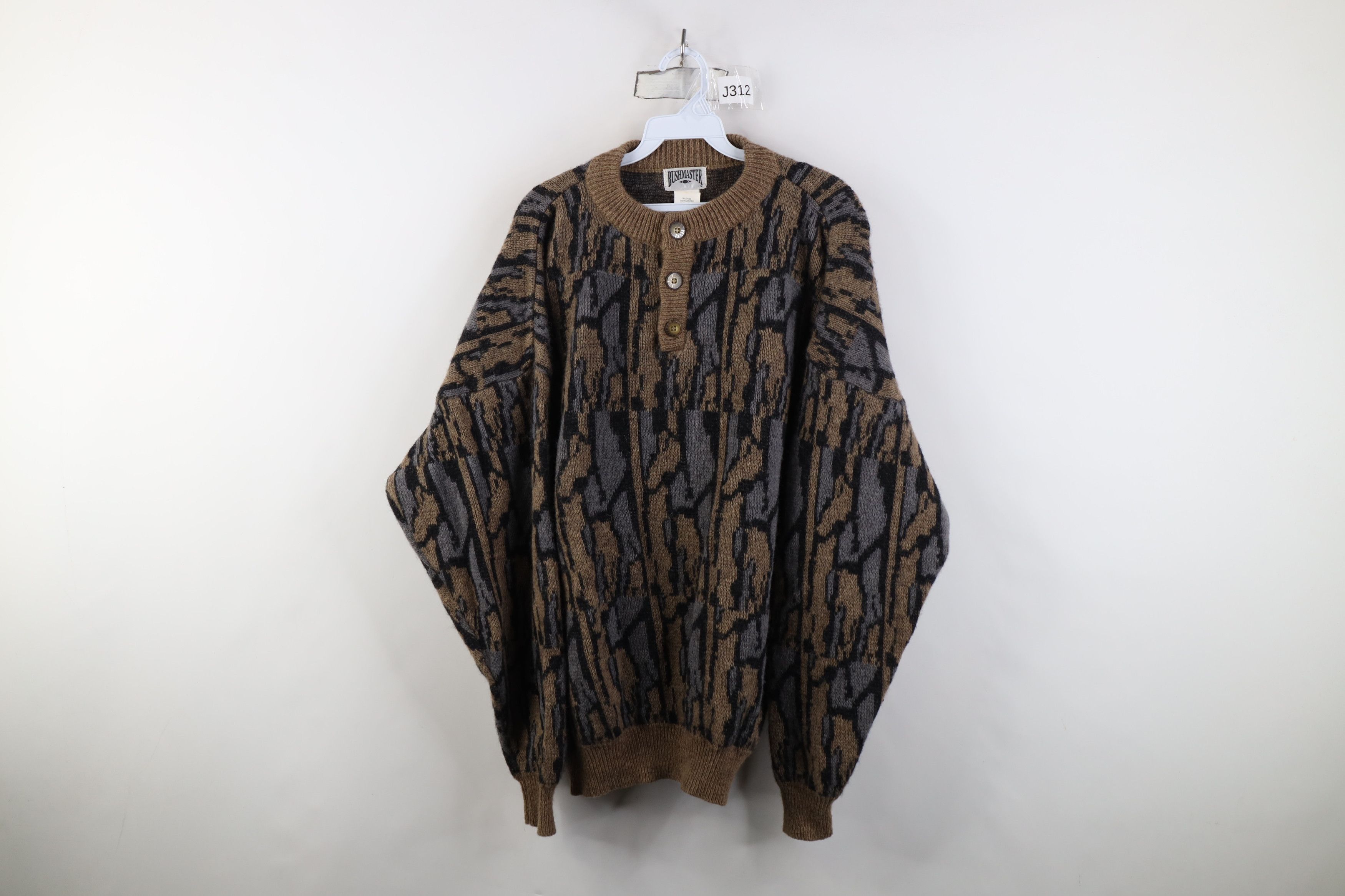 Vintage Vintage 90s Streetwear Blend Knit Camouflage Henley Sweater Size US XL / EU 56 / 4 - 1 Thumbnail