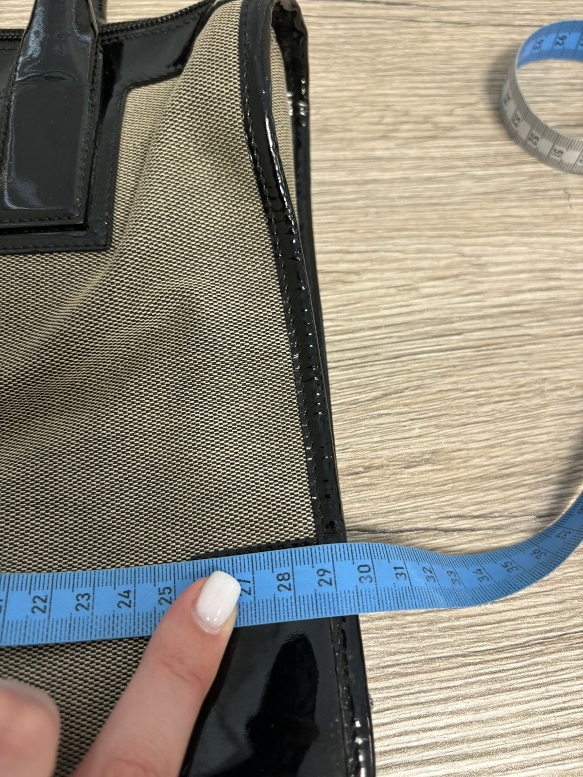 Gucci Gucci Canvas Patent Leather Gray Black Shoulder Handle Bag Size ONE SIZE - 25 Thumbnail
