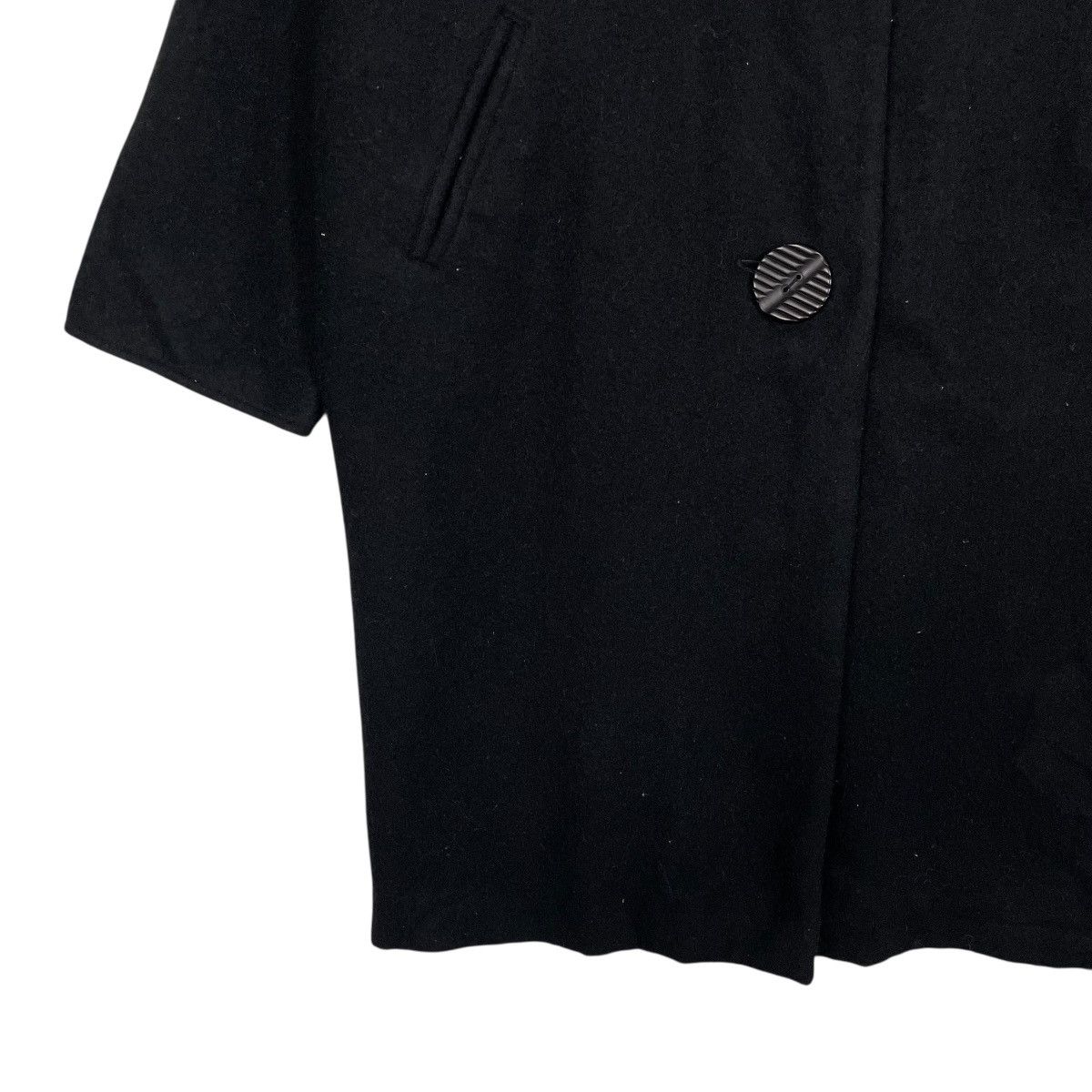 Japanese Brand Nice Design Emico Black Wool Overcoat Size M / US 6-8 / IT 42-44 - 4 Thumbnail