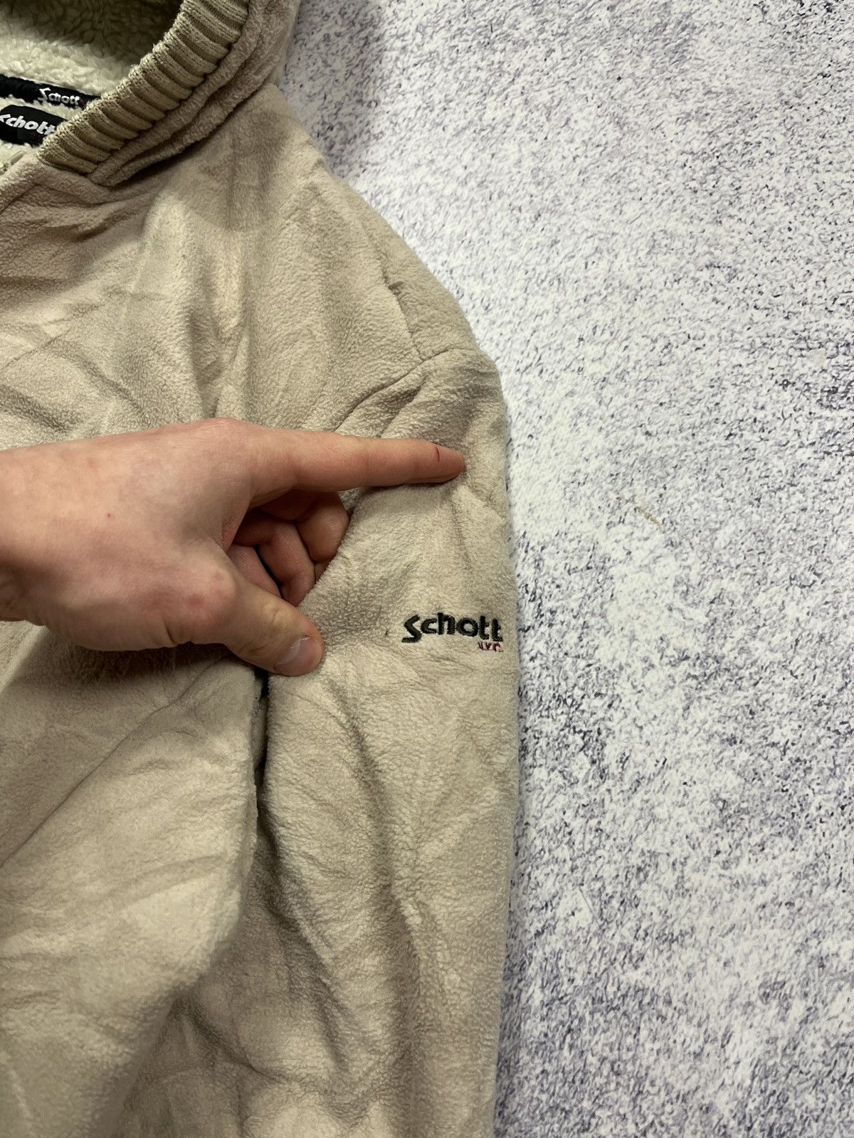 Schott × Vintage Vintage 90s Schott Fleece Zip Hoodie Sherpa Jacket Size US L / EU 52-54 / 3 - 8 Thumbnail