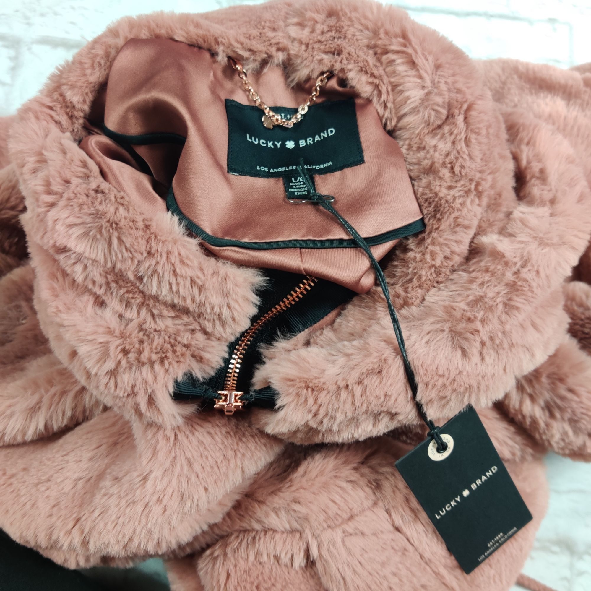 Lucky Brand Lucky Brand L Womens Pink Faux Fur Hooded Jacket Rose Gold Z Size L / US 10 / IT 46 - 8 Thumbnail