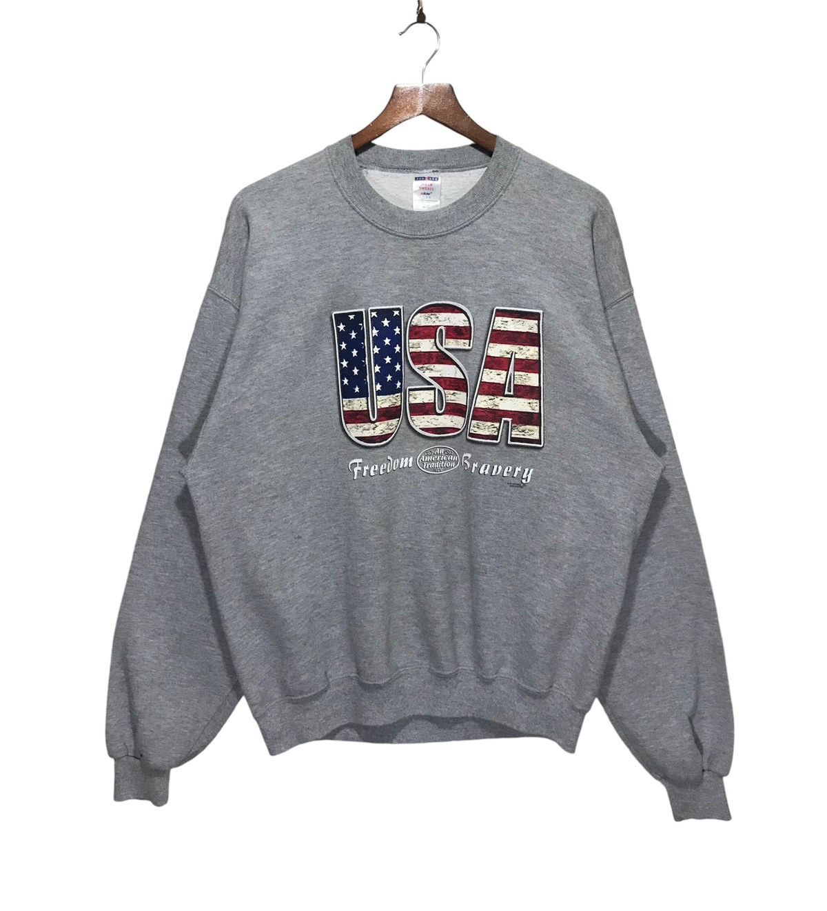 Vintage Vintage 90s USA Freedom Bravery Sweatshirt Size US L / EU 52-54 / 3 - 2 Thumbnail