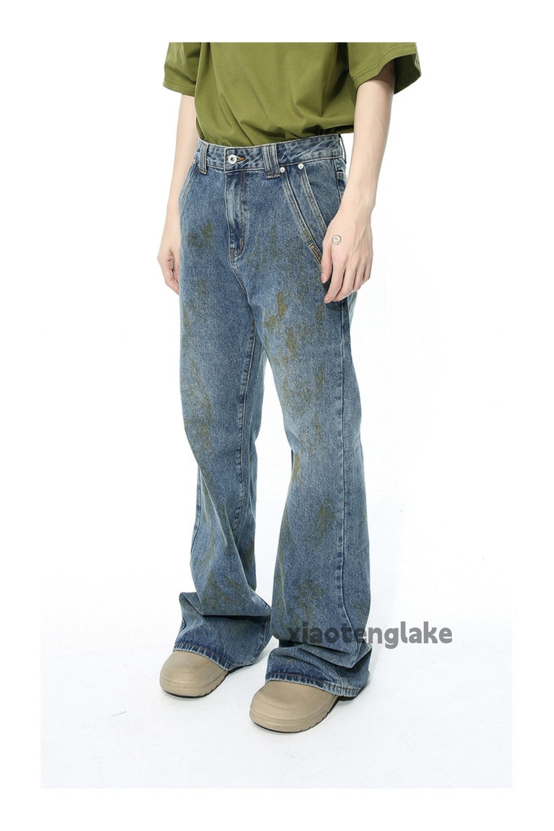 Jean × Vintage washed faded stain paint yuppie grunge flared jeans Size US 30 / EU 46 - 7 Thumbnail