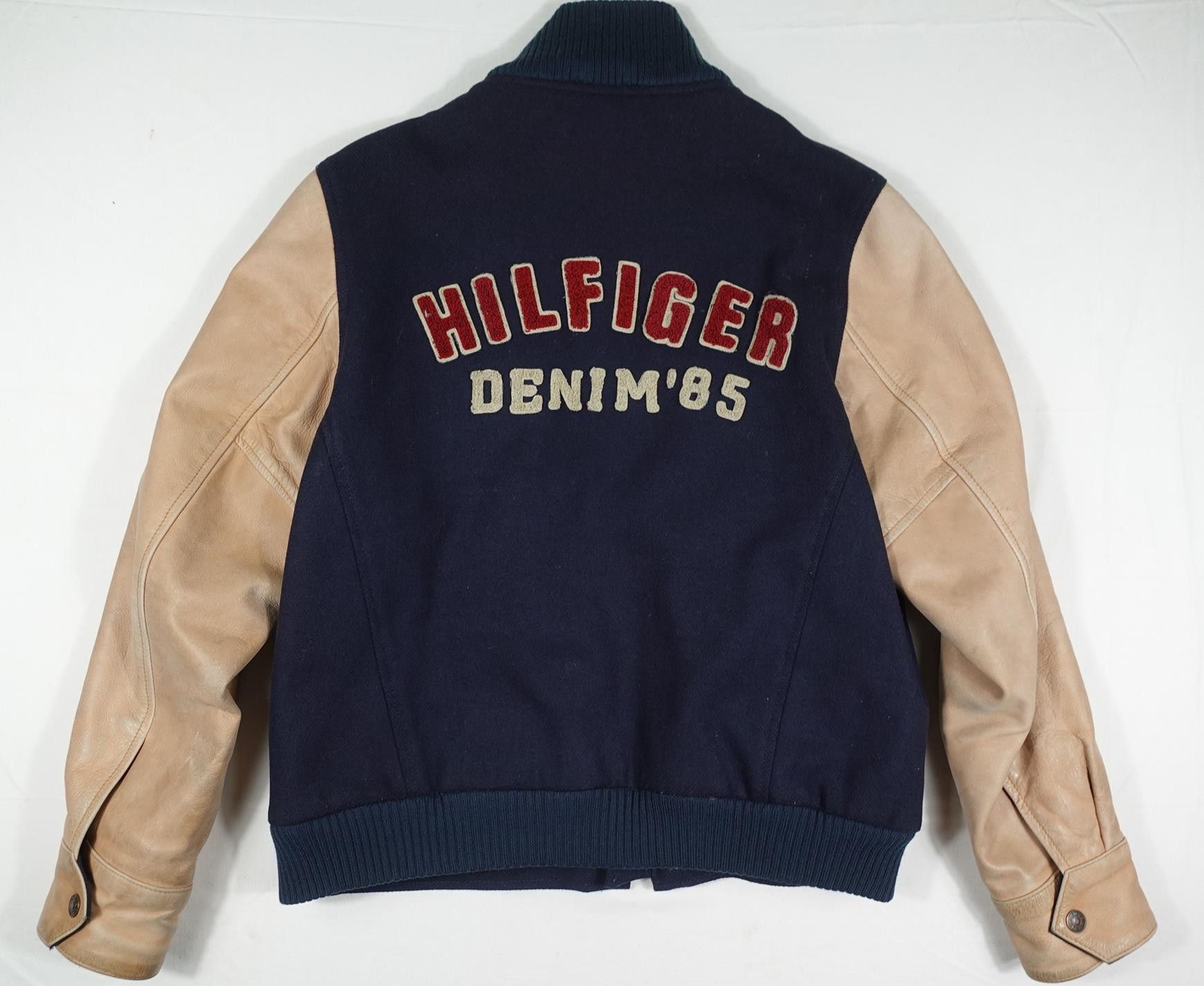Tommy Hilfiger Tommy Hilfiger Denim Jacket Varsity Leather Wool Vintage S Size US S / EU 44-46 / 1 - 2 Thumbnail