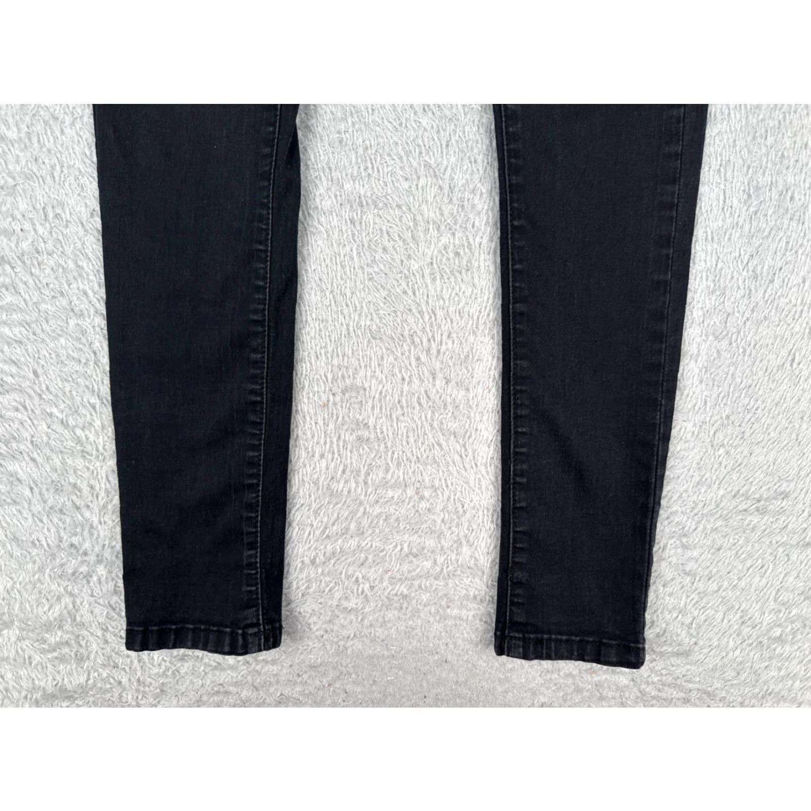 Vintage Monkey Ride Jeans Juniors 1 Black Skinny Denim Regular Rise Mid 24x29 5-Pocket Distressed Stretch Vintage No USA Womens Size 25" / US 0 / IT 36 - 2 Thumbnail