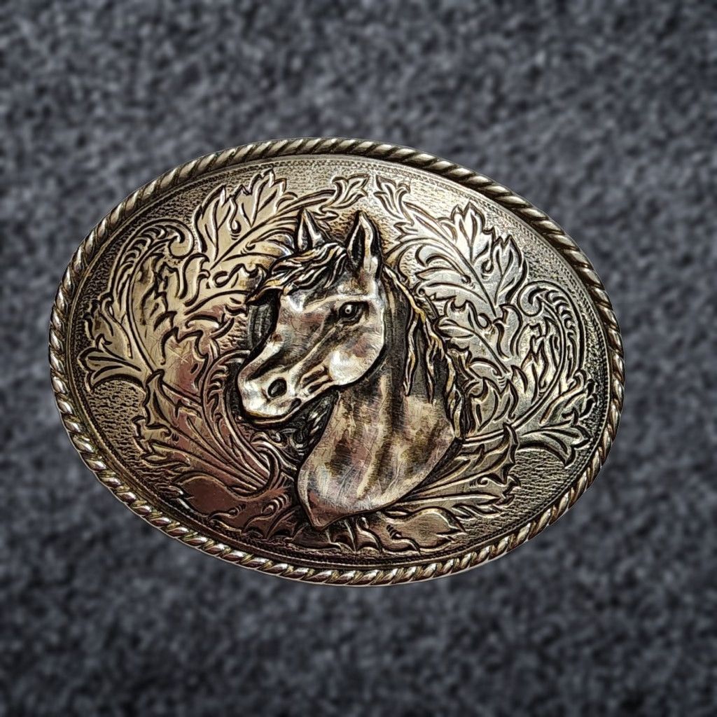 Vintage VINTAGE Ivan Leathercraft Silvertone Horse Belt Buckle Men Belt Buckle Western Horse Silver Buckle 60s 00s Mens Size ONE SIZE - 1 Thumbnail