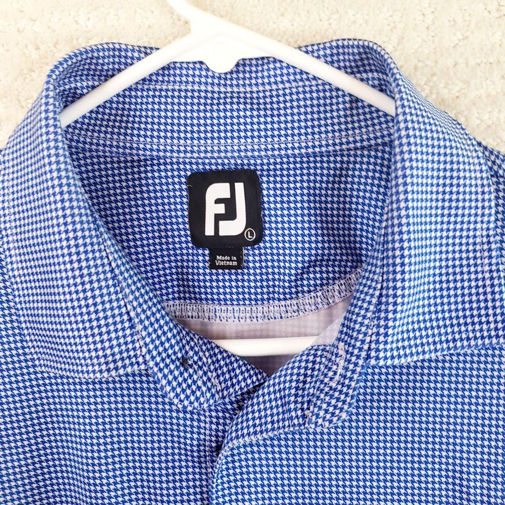 Footjoy FootJoy Polo Shirt L Blue Herringbone Chippanee Country Club Golf Short Sleeve Pullover 3 Button Mens Regular Size Size US L / EU 52-54 / 3 - 4 Thumbnail