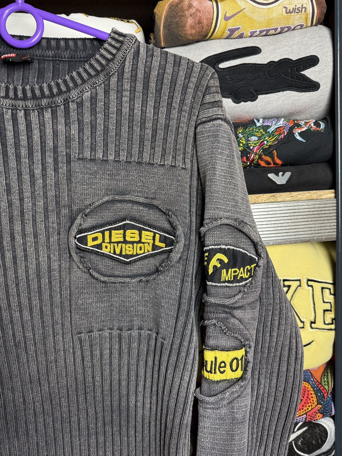 Diesel Crazy Japan Diesel Style Faded Rib Striped Knit Sweater Y2K Size US L / EU 52-54 / 3 - 4 Thumbnail