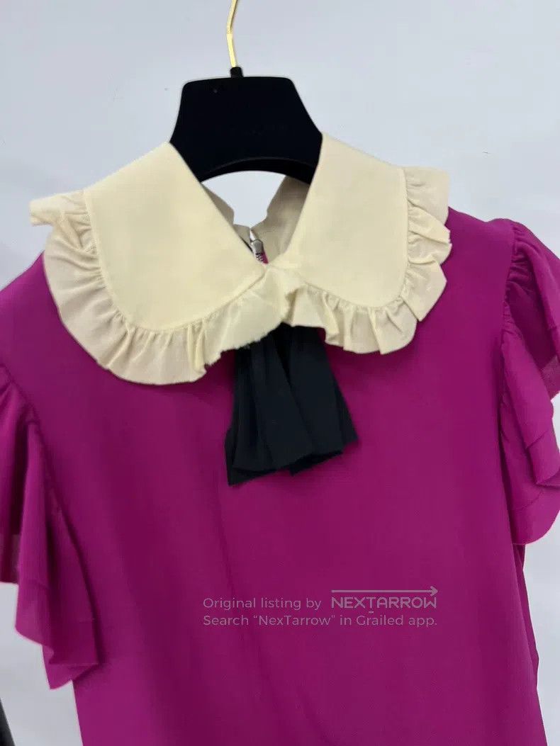 Gucci Gucci Doll collar bow silk short sleeves Size S / US 4 / IT 40 - 2 Thumbnail