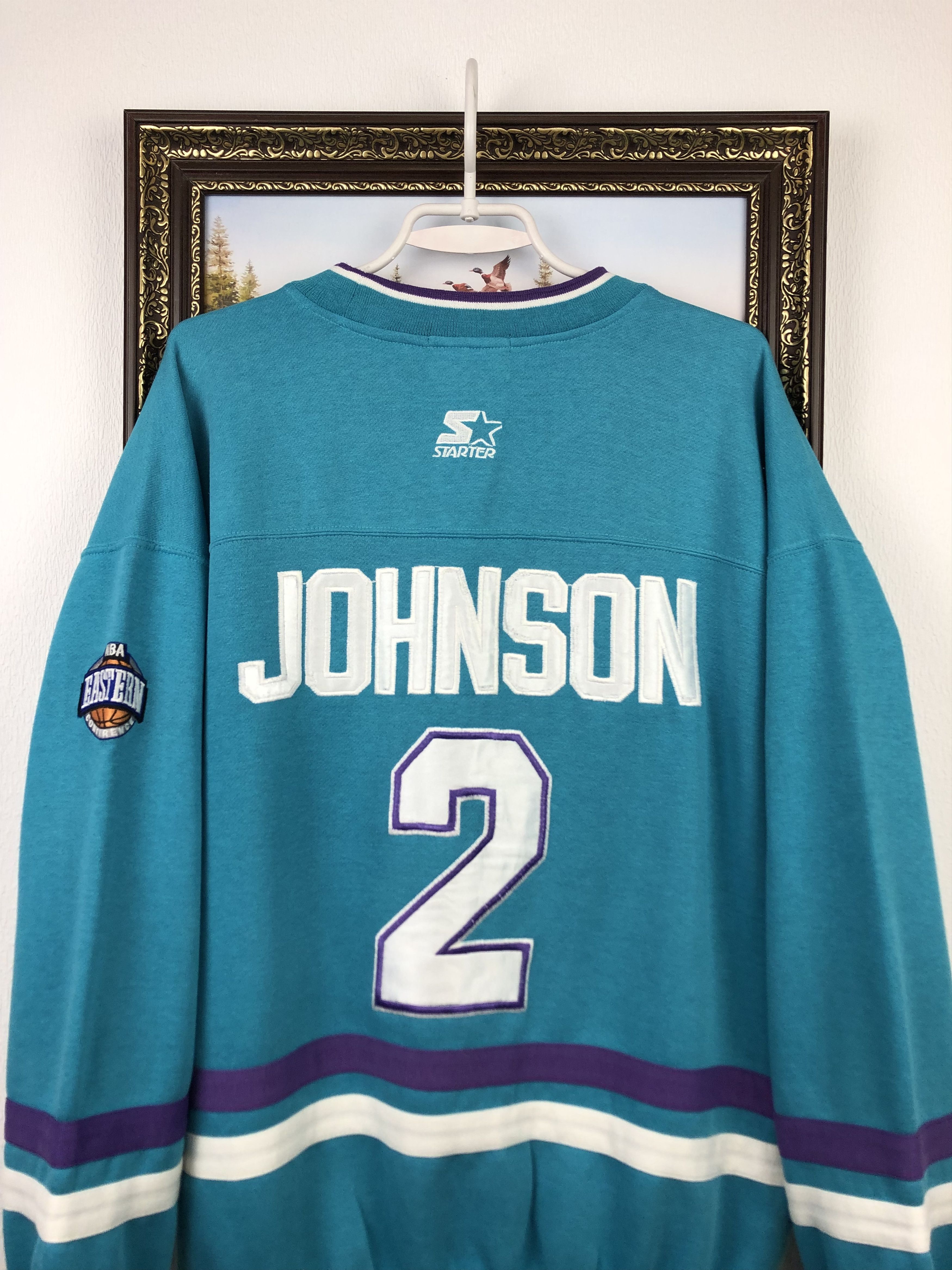 NBA Vintage Charlotte Hornets Crewneck Sweatshirt Johnson Size US L / EU 52-54 / 3 - 12 Thumbnail