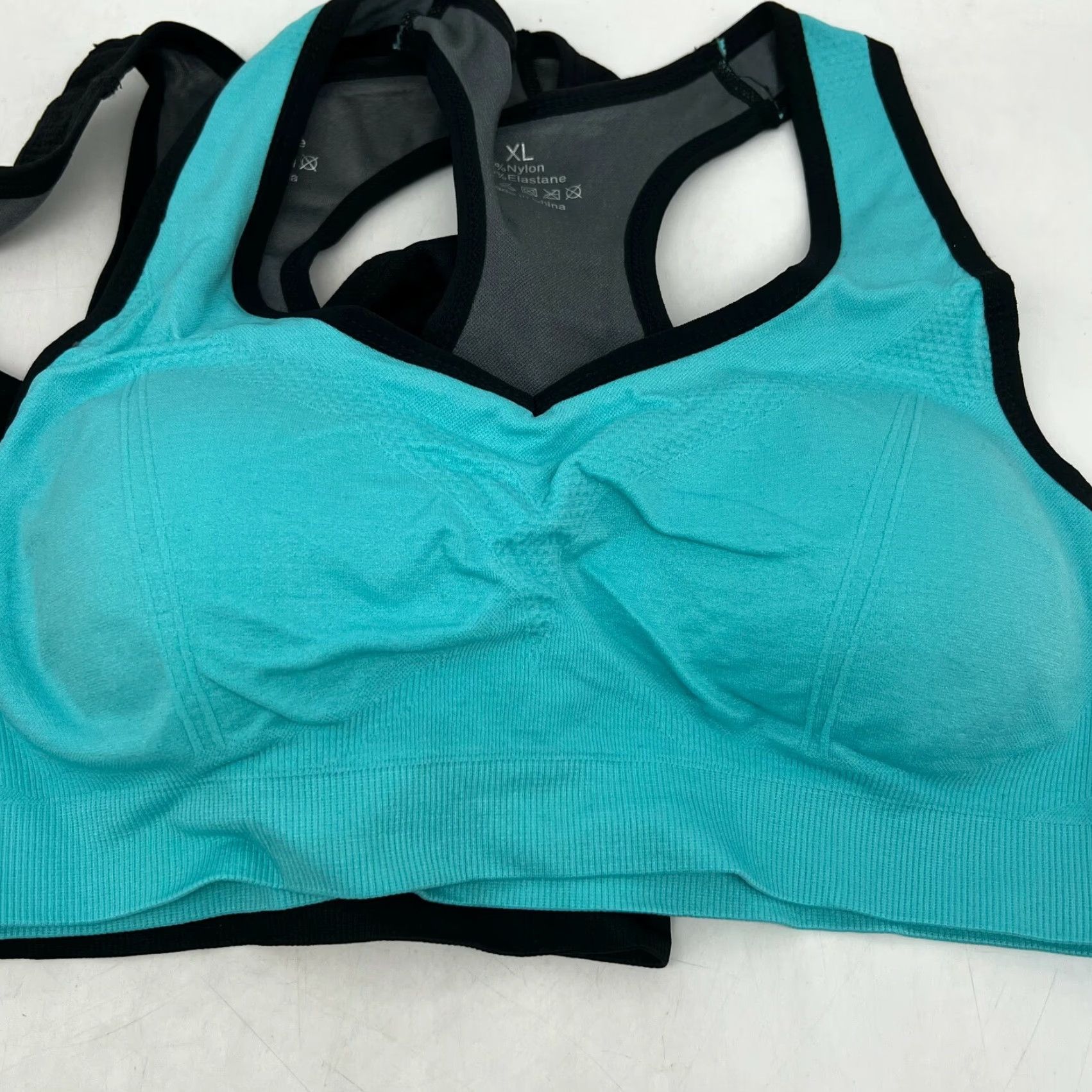 Vintage Aibrou Womens High Impact Racerback Black Blue Yoga Sports Bras XL Pack Of 2 Size ONE SIZE - 2 Thumbnail