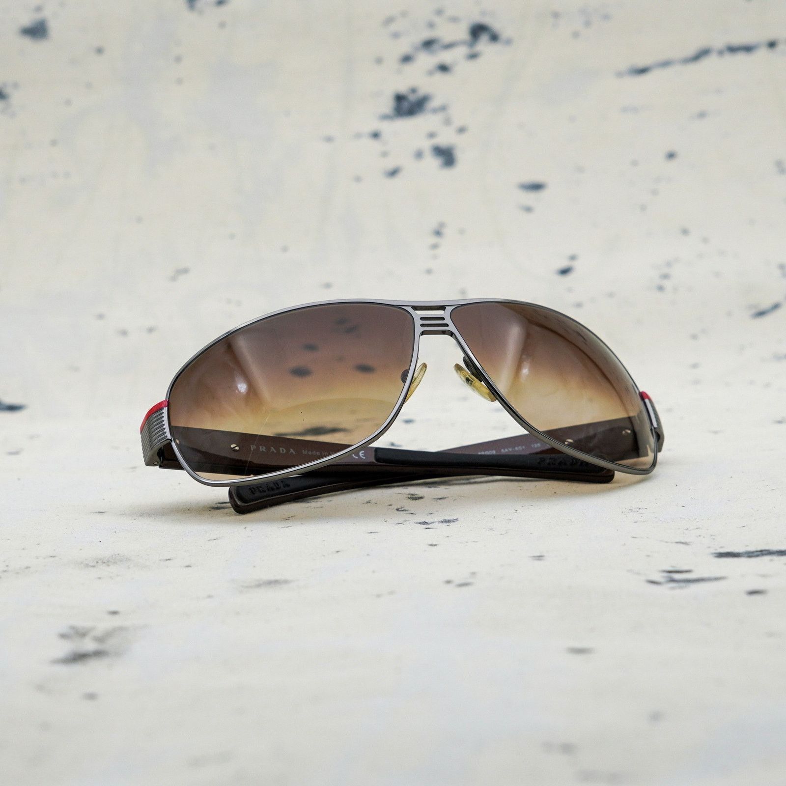 Prada Vintage prada brown gradient sport logo aviator sunglasses Size ONE SIZE - 9 Thumbnail