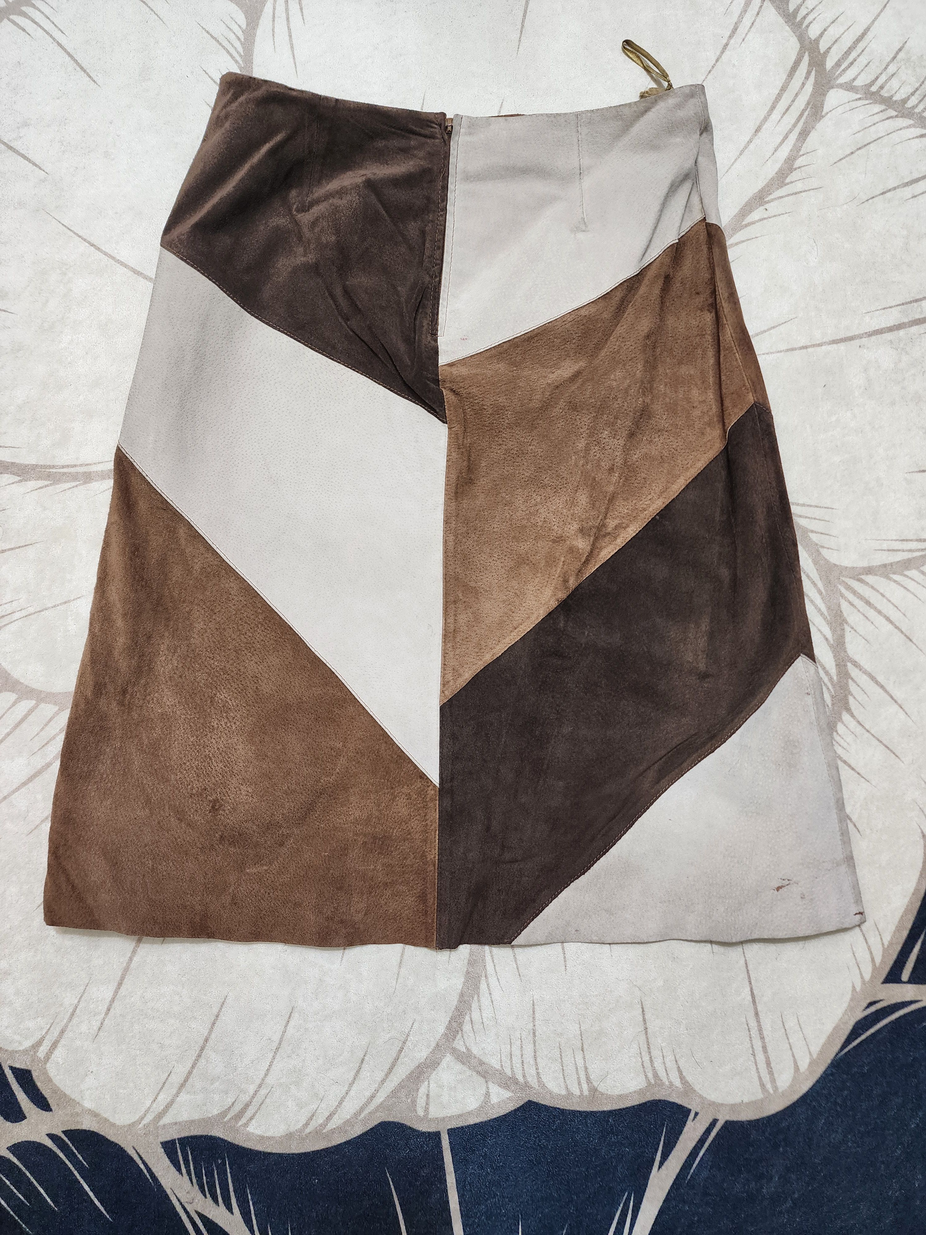 Genuine Leather Brown Suede Leather Skirt: 31" Waist Size 31" - 8 Thumbnail