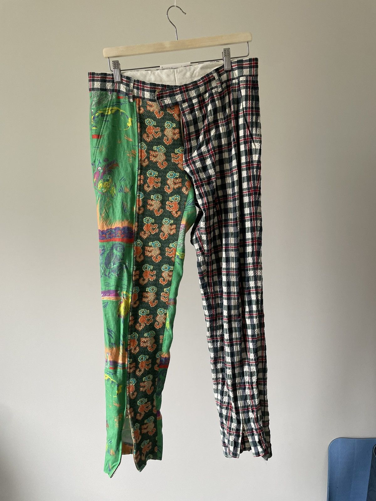 image of Walter Van Beirendonck Sharp Zip Pants in Green, Men's (Size 32)