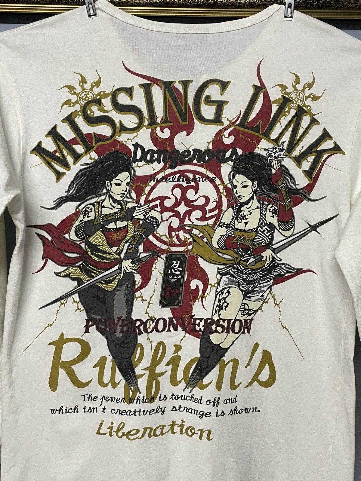 Vintage 90s Japan Designer Bullet Noise Yakuza Art Work Tee main image 6