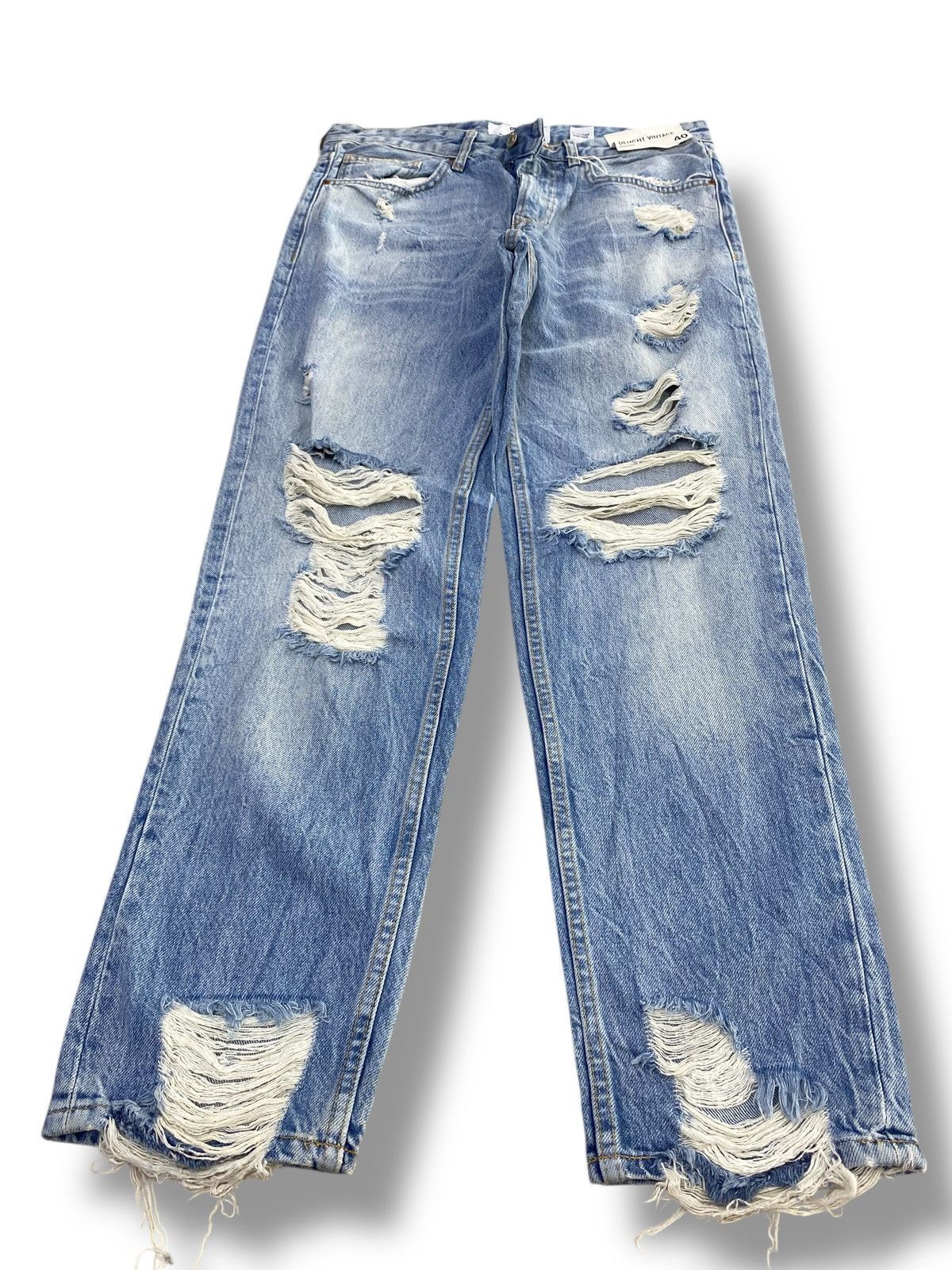 Japanese Brand Japanese Brand Acid Blue Wash Style Distressed Jeans Size US 32 / EU 48 - 1 Thumbnail