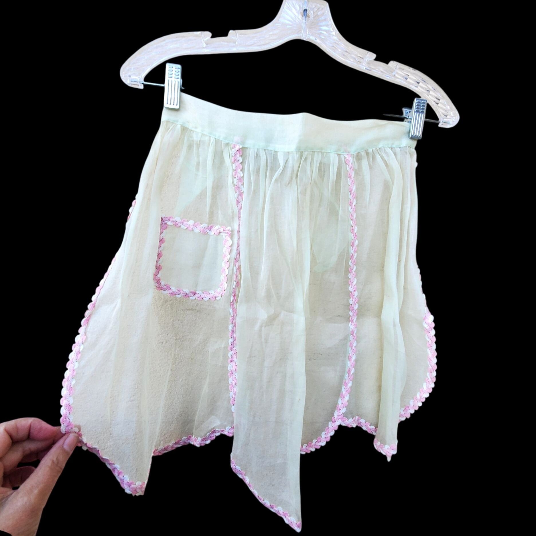 Vintage Vintage 1930s Sheer Organza Apron Mid Century Burlesque Cost Size ONE SIZE - 1 Thumbnail