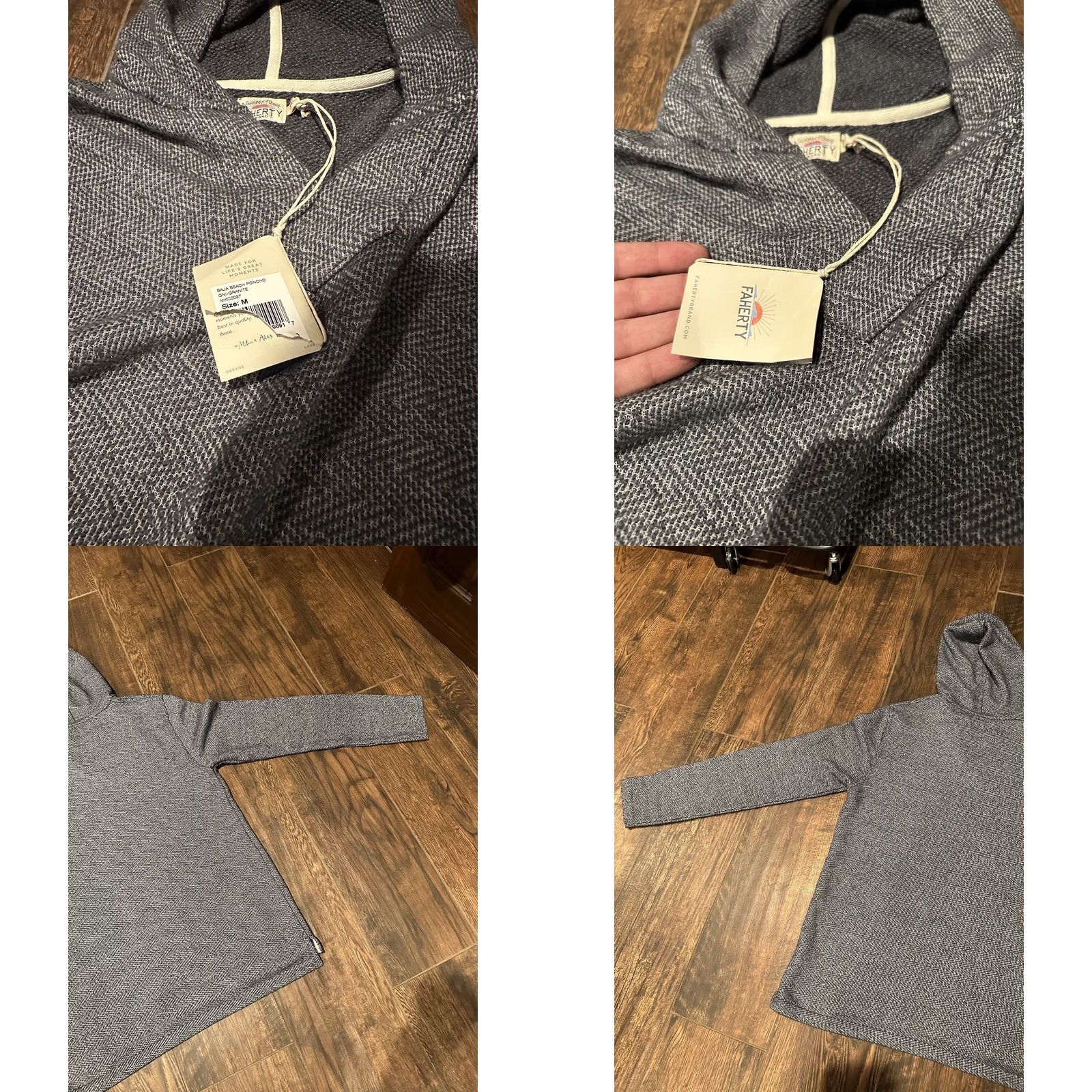 Faherty VINTAGE? FAHERTY Granite Gray Baja Beach Poncho mens hoodie Size M Size US M / EU 48-50 / 2 - 8 Thumbnail