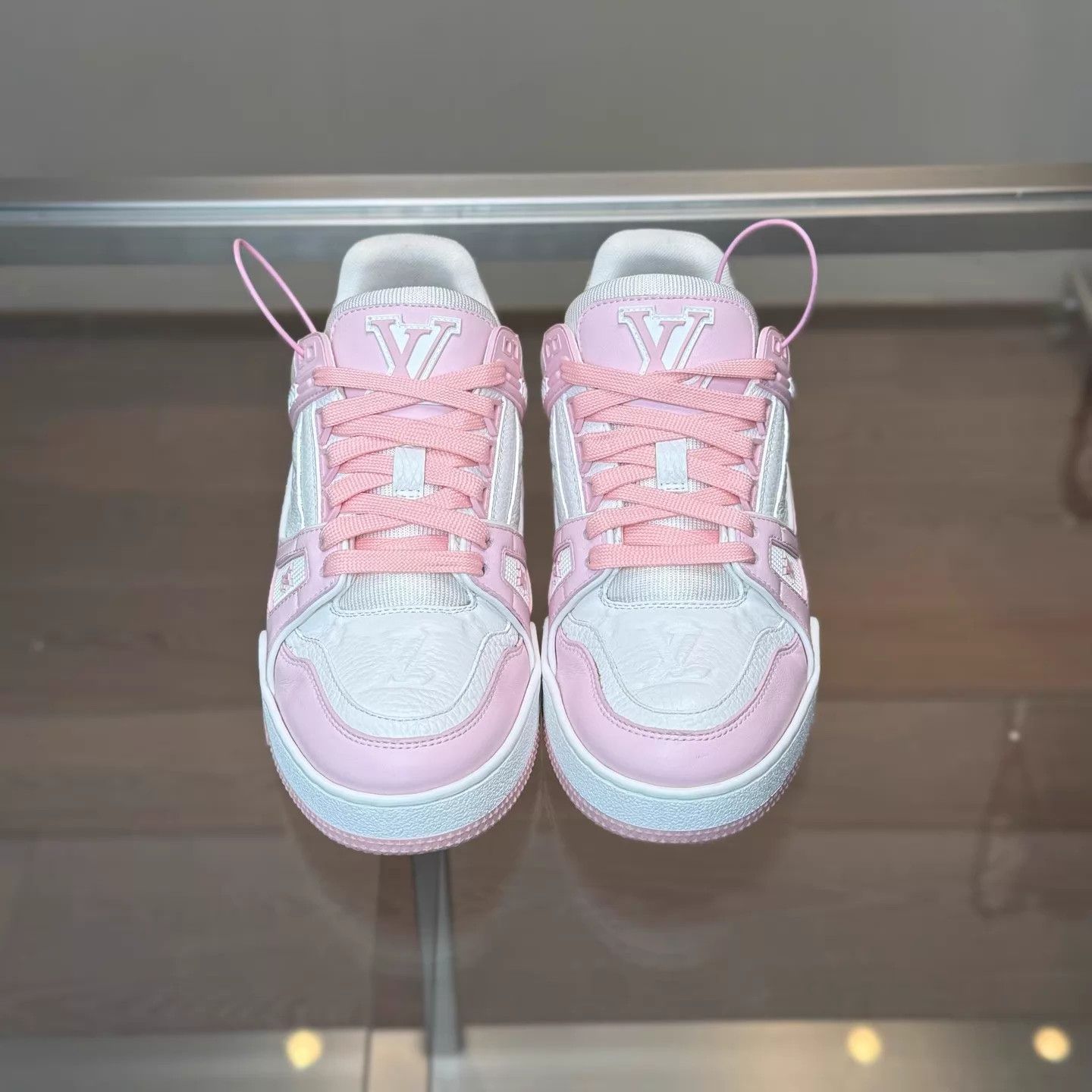 Louis Vuitton LV Trainer 25 White & Pink 36 98 DM1963 Size US 5.5 / IT 35.5 - 5 Thumbnail