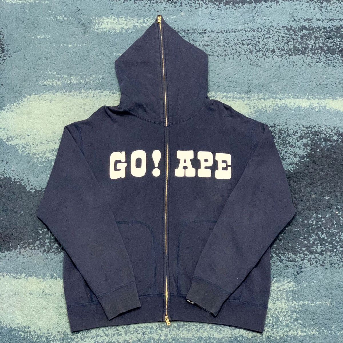 image of Bape Go! Ape Fullzip Hoodie in Navy, Men's (Size Large)