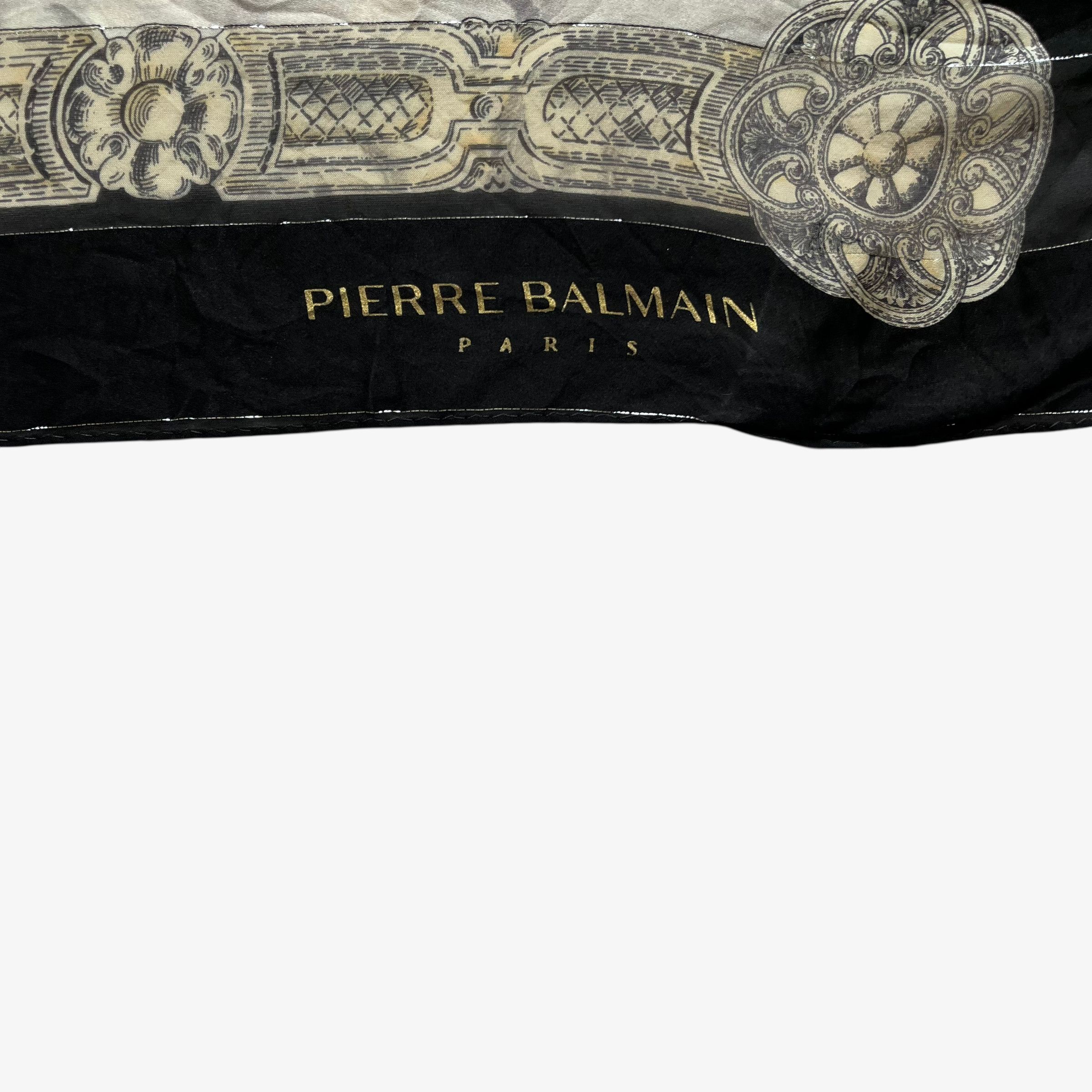 Balmain Vintage 80s Pierre Balmain Abstract Baroque Black Silk Scarf Size ONE SIZE - 3 Thumbnail