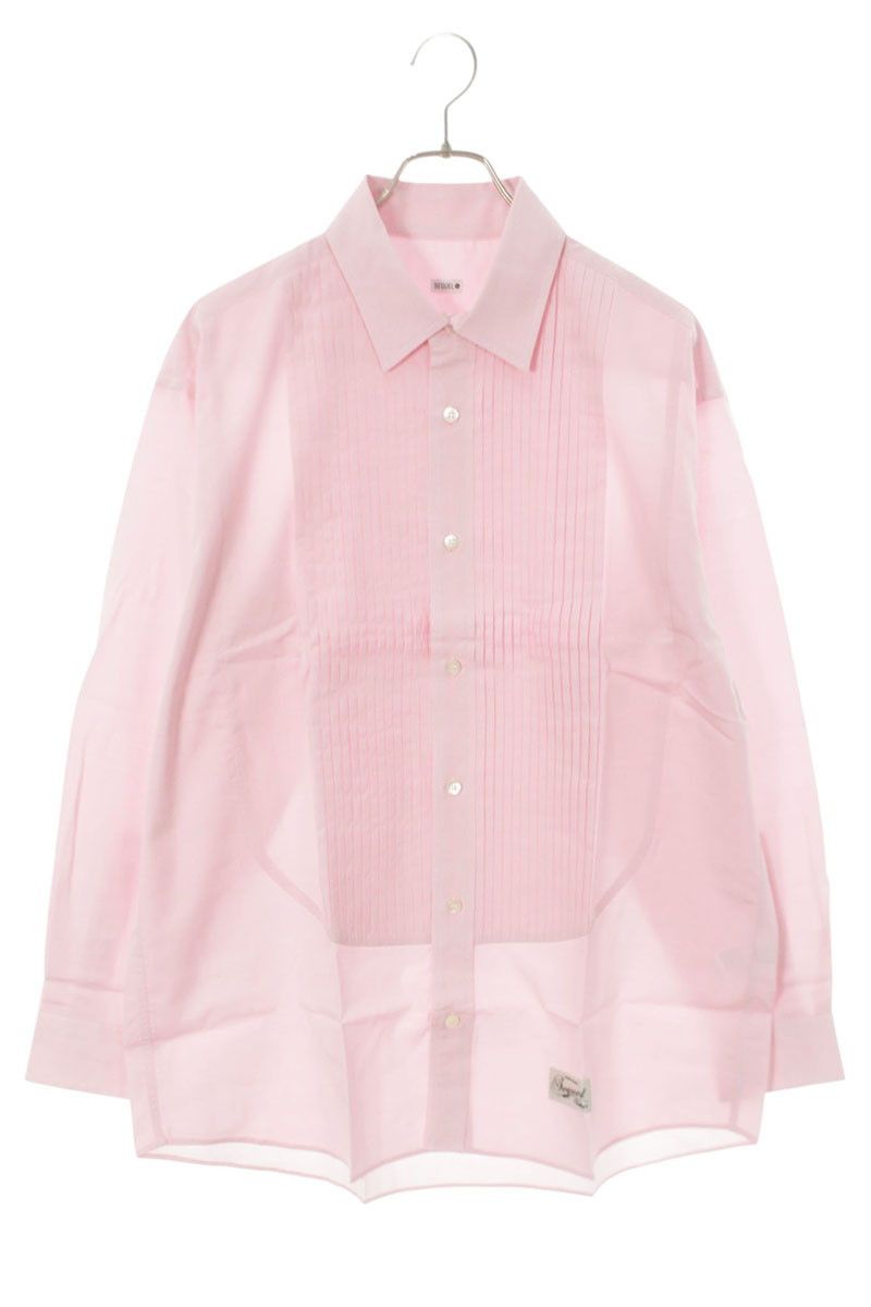 Sequel 25ss Pleated Cotton Long Sleeve Shirt Pink Size L, Men's