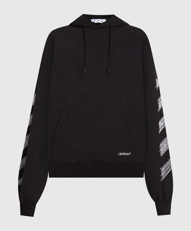 image of Off White O1Mle0424 Scribble Diagonal Boxy Hoodie In Black, Men's (Size XS)