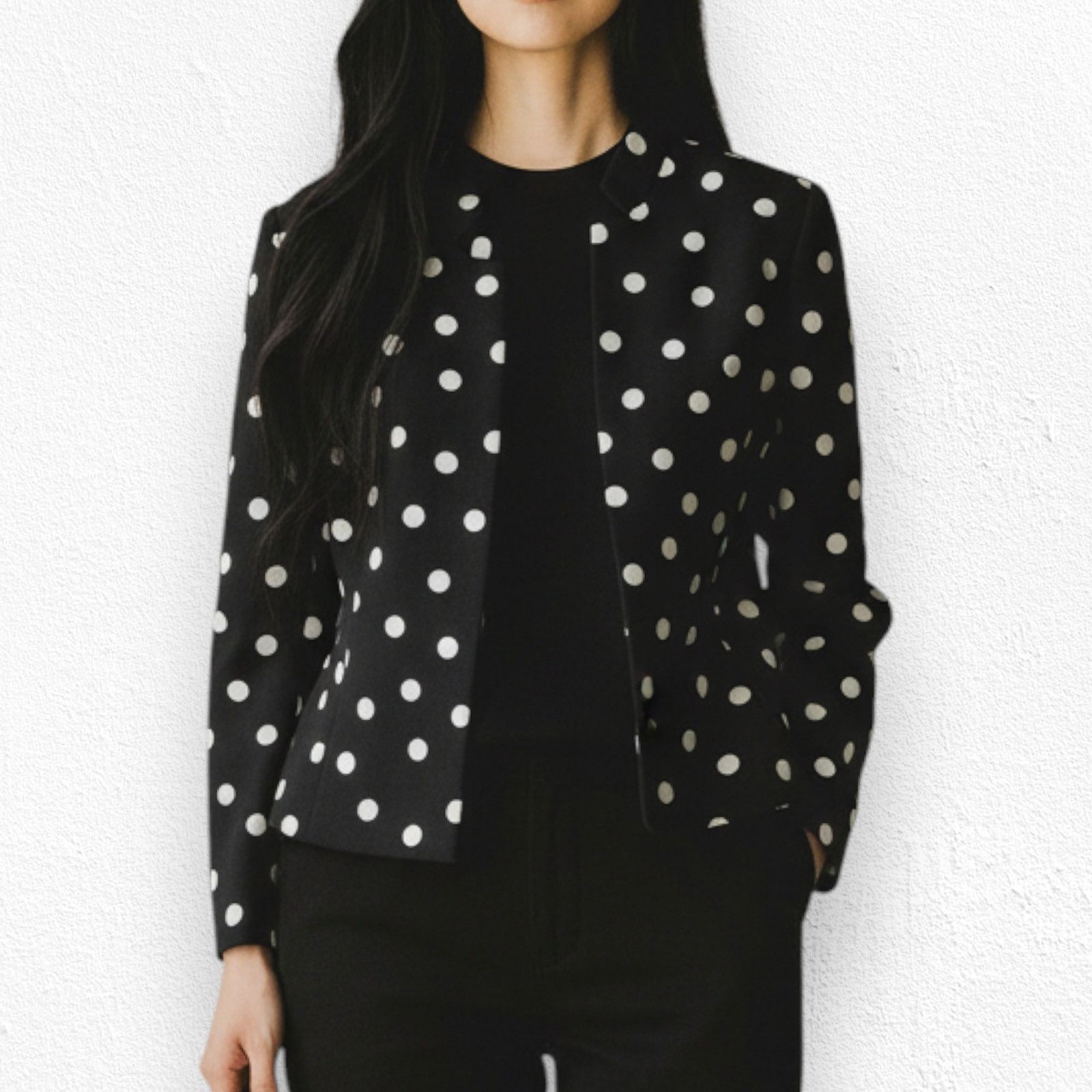 Vintage Vintage Black White Polka Dot Retro Blazer Size 6P Size M / US 6-8 / IT 42-44 - 1 Thumbnail