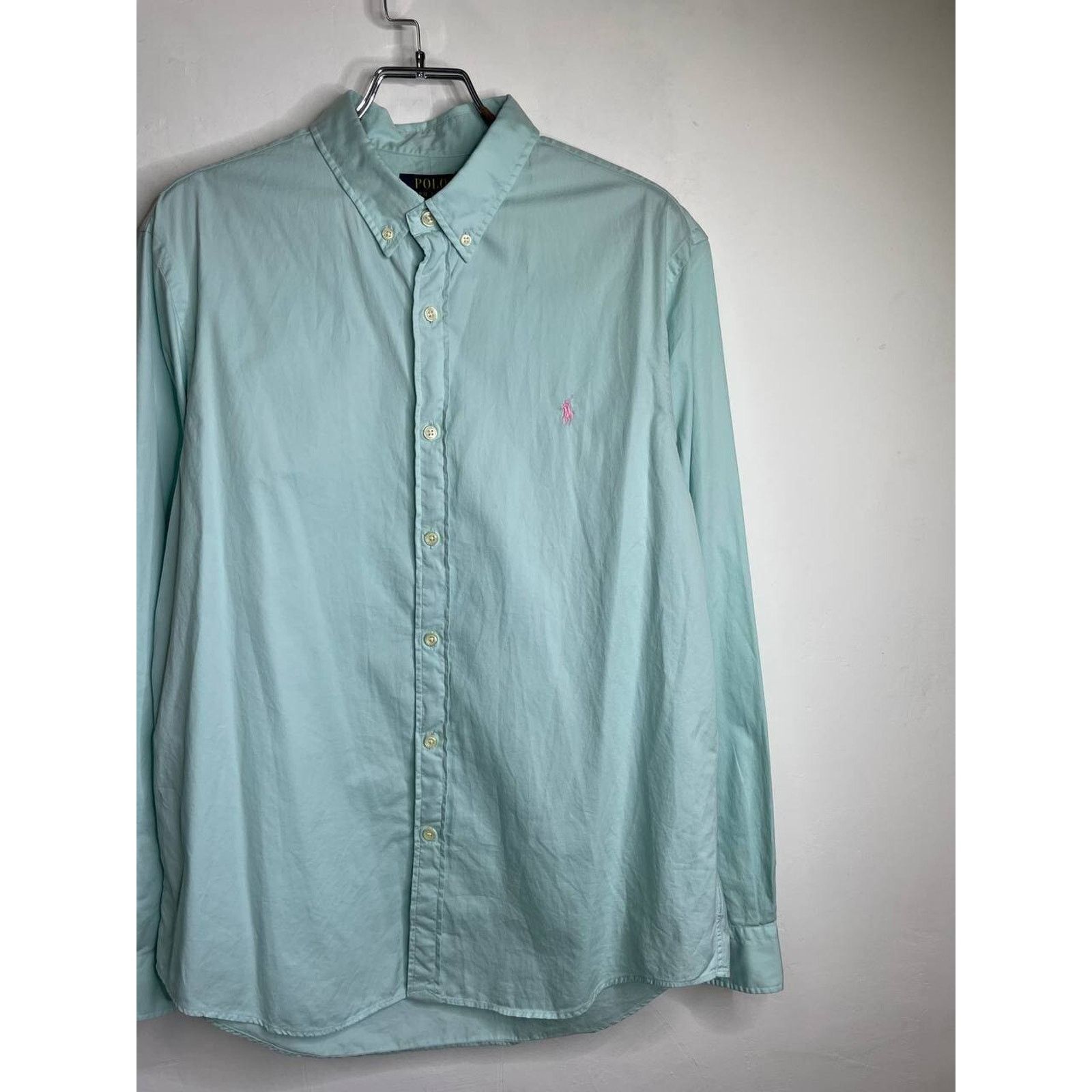 Ralph Lauren Vintage Polo Ralph Lauren Shirt Mint Pink Logo XL Slim Fit Size US XL / EU 56 / 4 - 5 Thumbnail