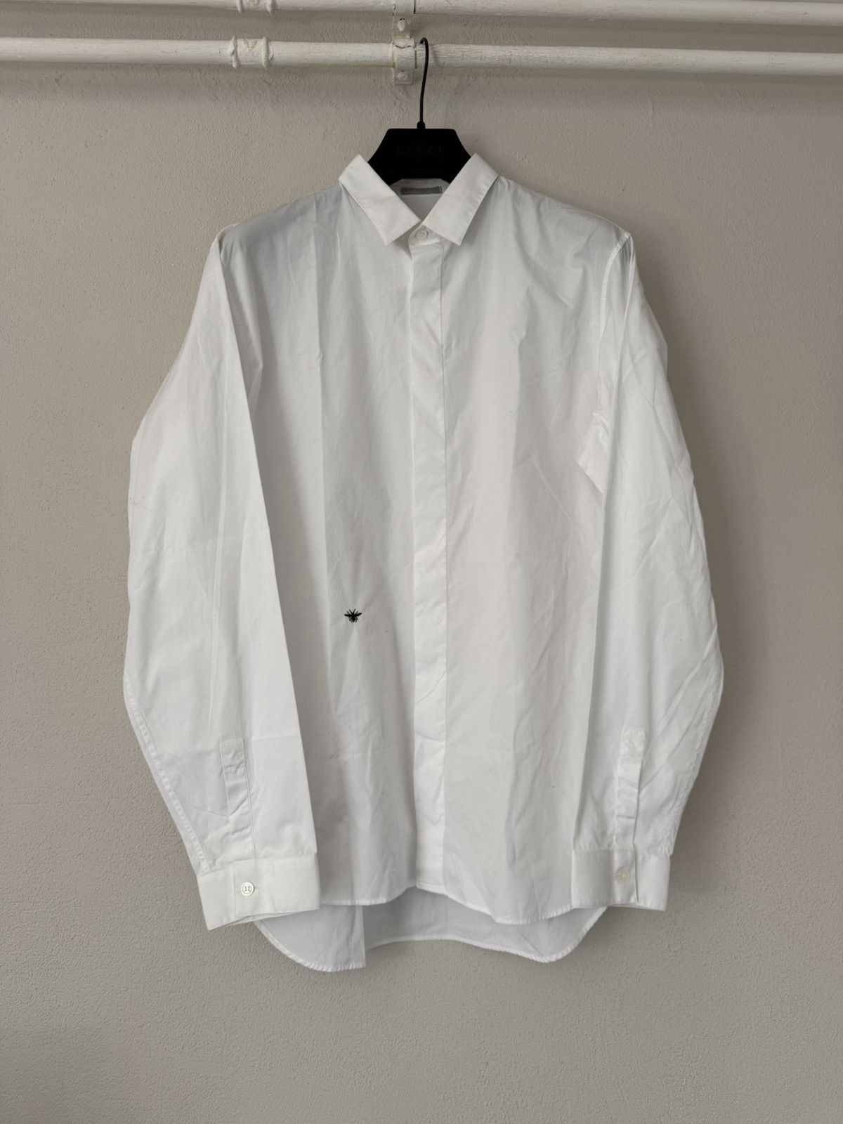 Dior Dior Bee Embroidered White Poplin Shirt Size US M / EU 48-50 / 2 - 1 Thumbnail