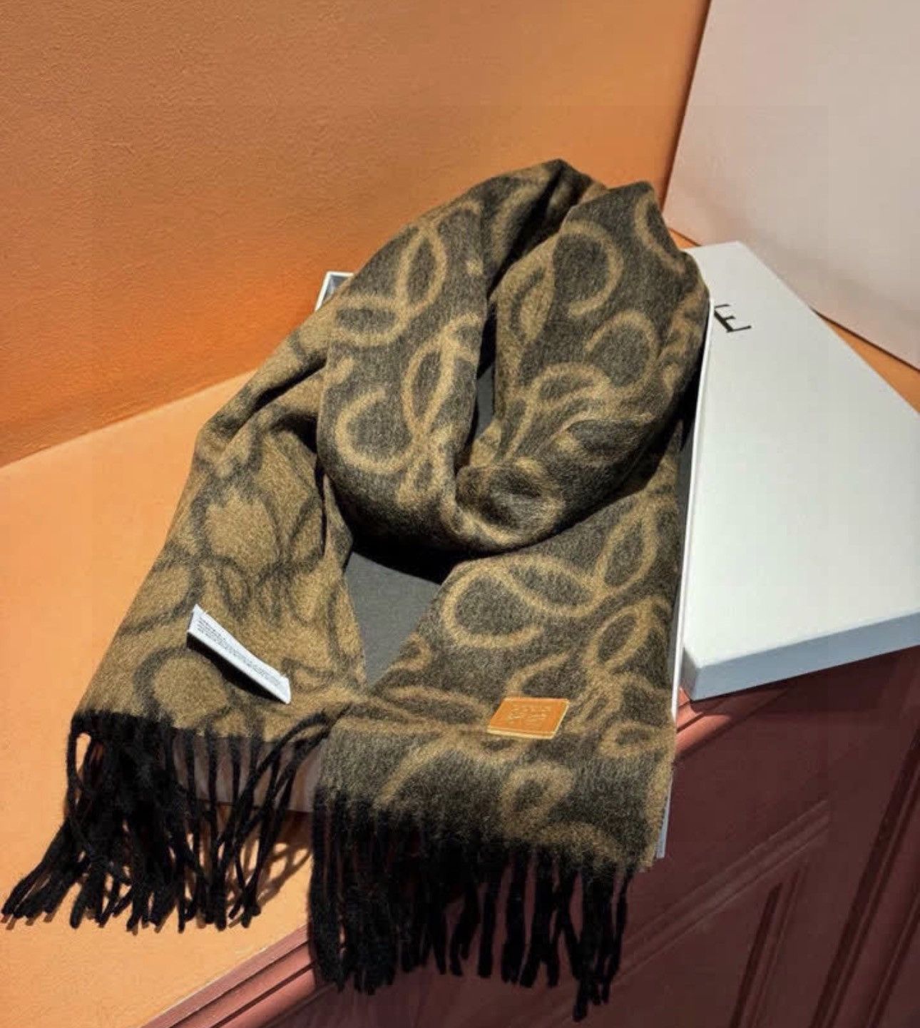 Loewe LOEWE Fringed jacquard-knit scarf Size ONE SIZE - 4 Thumbnail