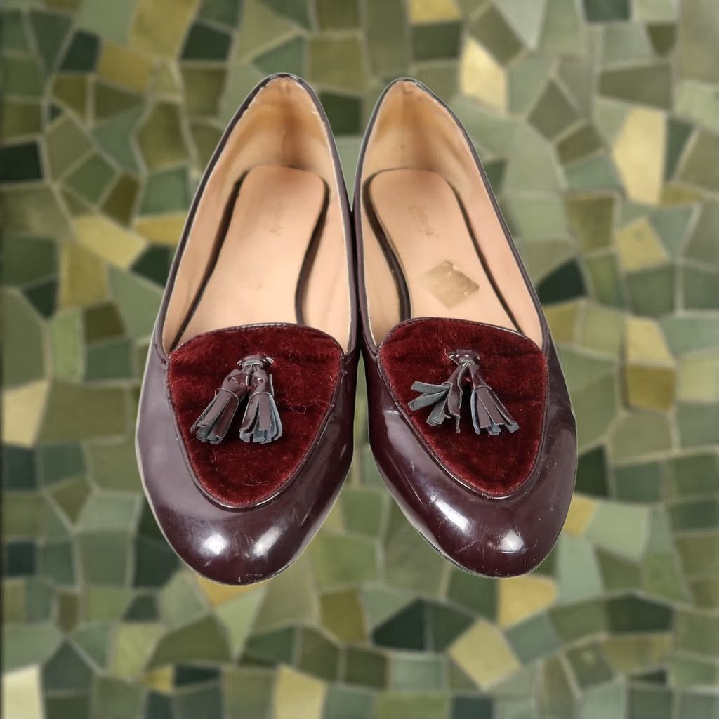 Vintage Polaris Loafer Flats Women 9 Red Faux Patent Leather Casual Fall Spring Flat Size US 9 / IT 39 - 1 Thumbnail