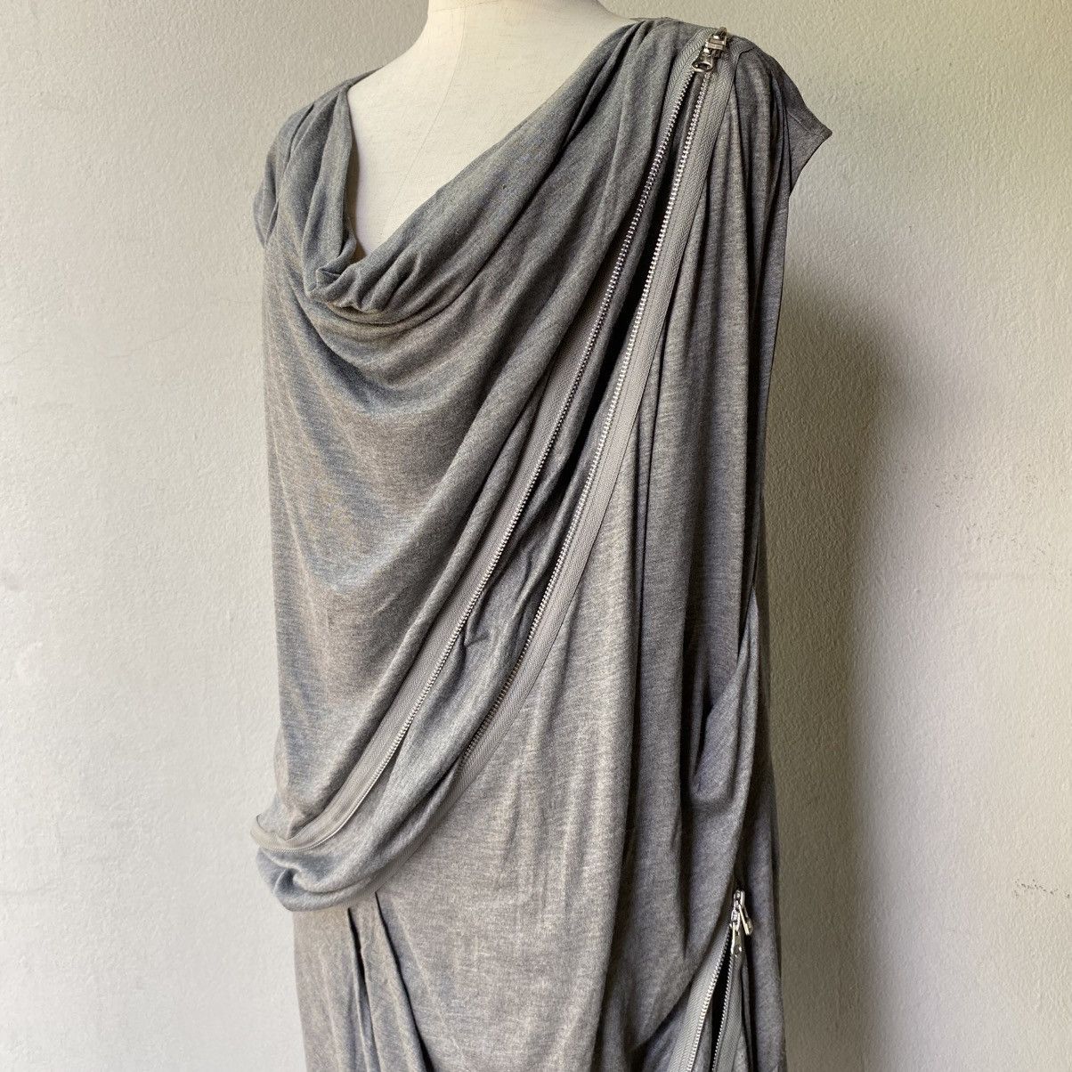 ATSURO TAYAMA A/T ATSURO TAYAMA Light Gray Panel Zip Dress Size S / US 4 / IT 40 - 4 Thumbnail