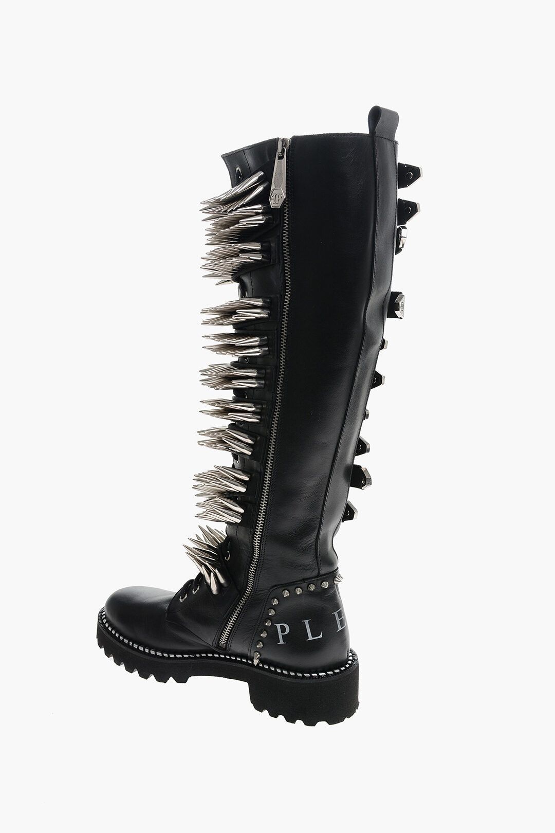 Philipp Plein og1mm0824 Leather Lace-Up Boots With All-Over Studs in Black Size US 7 / IT 37 - 5 Thumbnail
