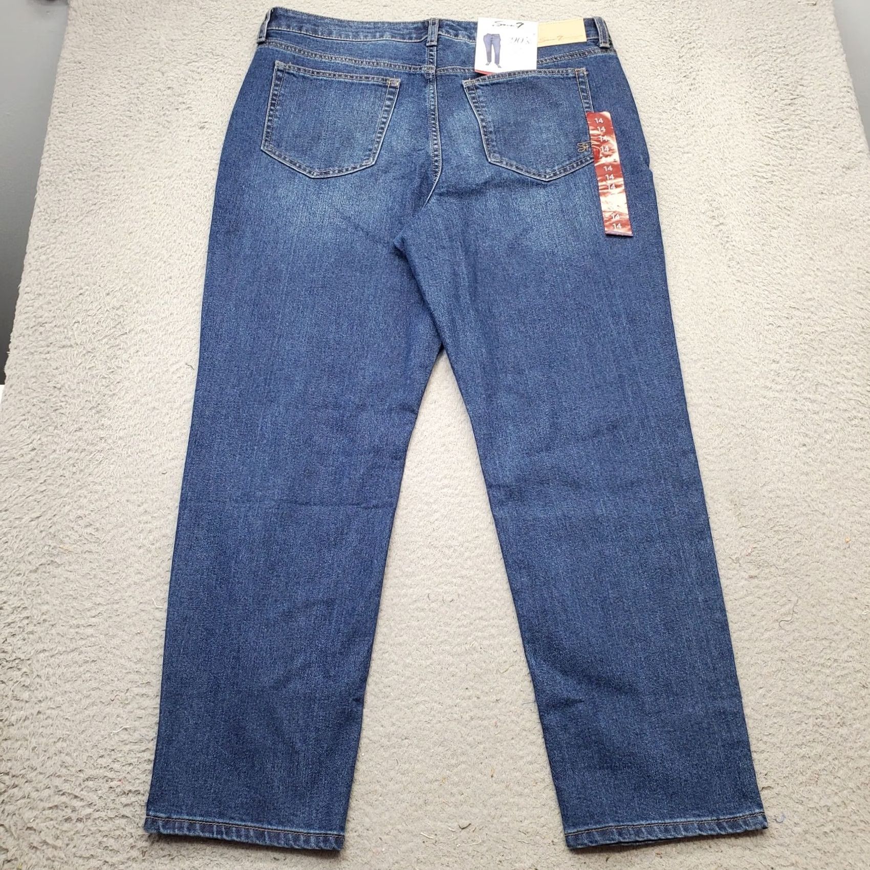 Vintage Seven7 Jeans Womens 14 Blue Denim Stretch High Rise Straight Jeans Size 36" / US 14 / IT 50 - 2 Thumbnail