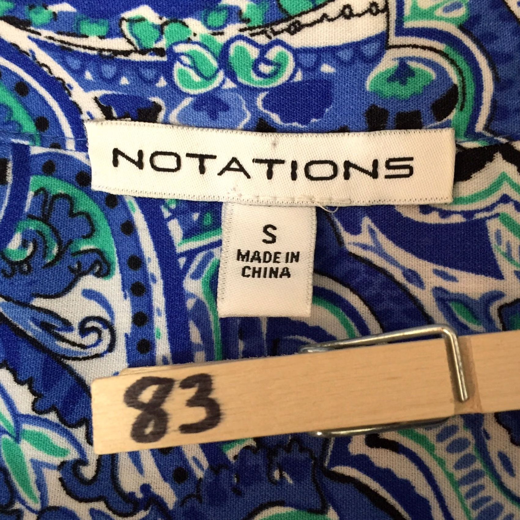 Vintage Notations Shirt Womens Small Blue Paisley Roll Tab Long Sleeve Button Up Size S / US 4 / IT 40 - 7 Thumbnail