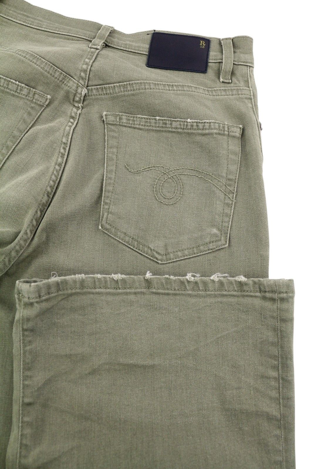 R13 JANE 27 Loose Straight Waist Olive Green Jeans 84499 Size 27" / US 4 / IT 40 - 6 Thumbnail