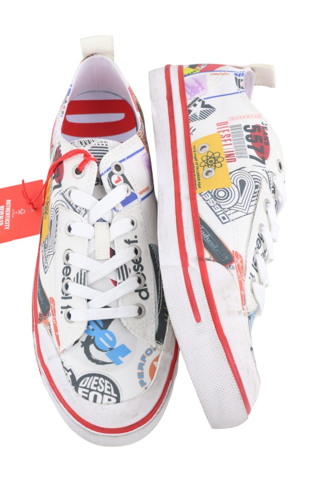 Diesel S-ATHOS LOW EU45 Patterned Low Top Laced Almond Toe 40847 Size US 12 / EU 45 - 6 Thumbnail