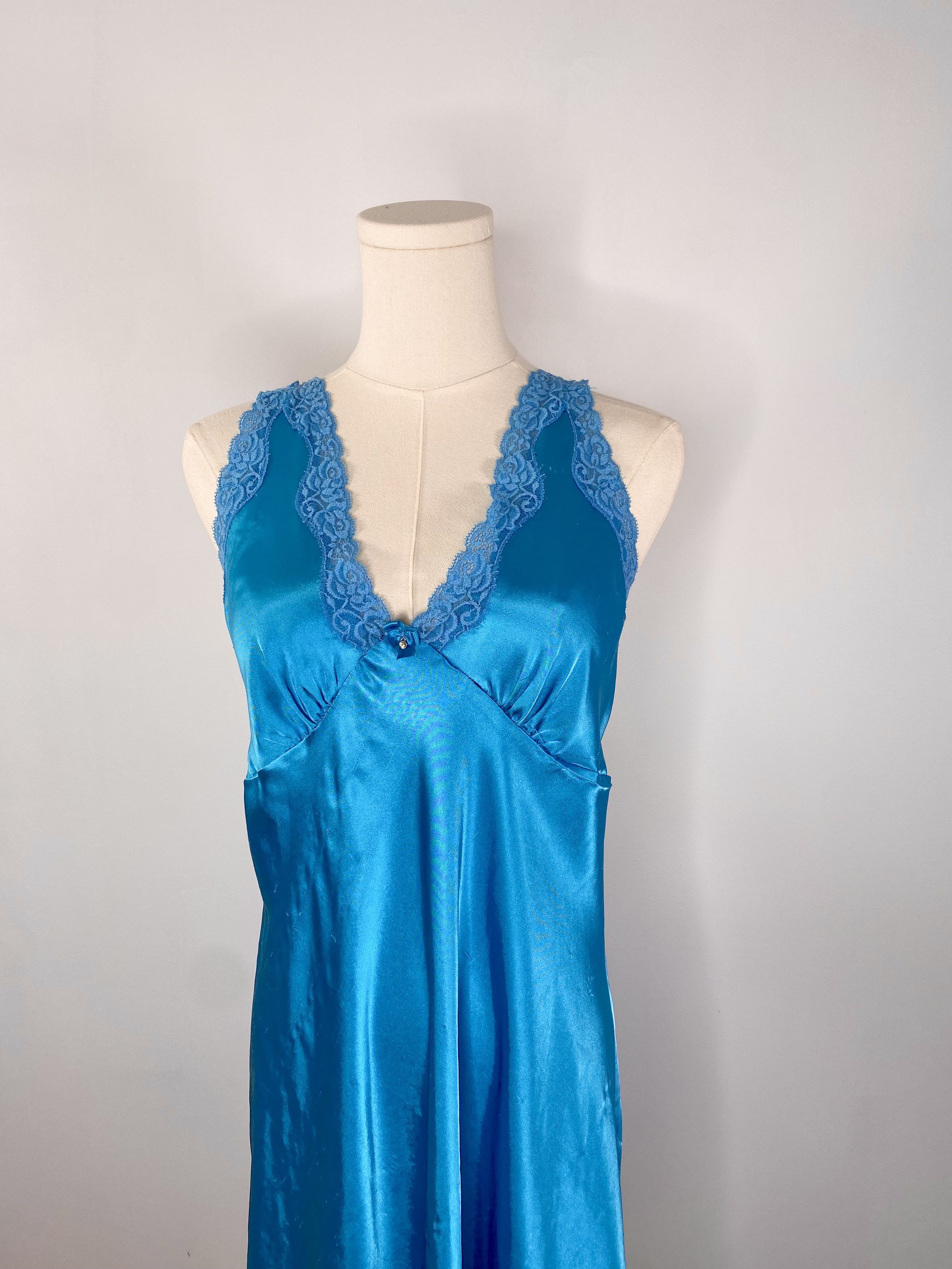 Jones New York Jones New York - Blue Nightgown Satin-Like Slip Dress Size M / US 6-8 / IT 42-44 - 3 Thumbnail