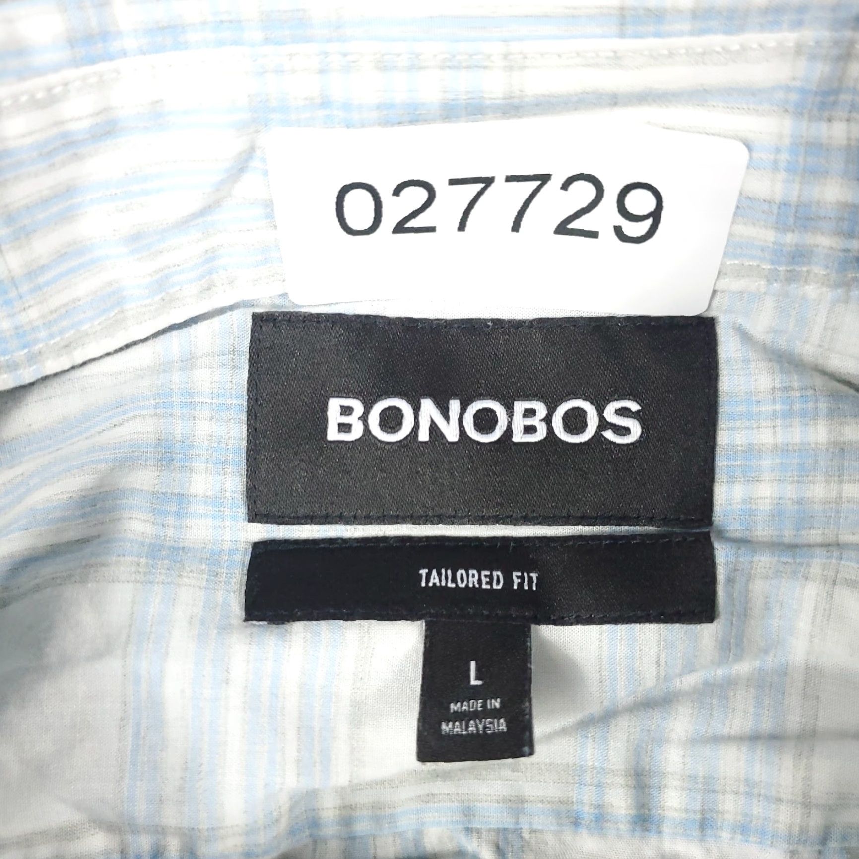 Bonobos Bonobos Button-Up Shirt Mens Large Blue Plaid Long Sleeve Casual Outdoor Regular Fit Size US L / EU 52-54 / 3 - 6 Thumbnail