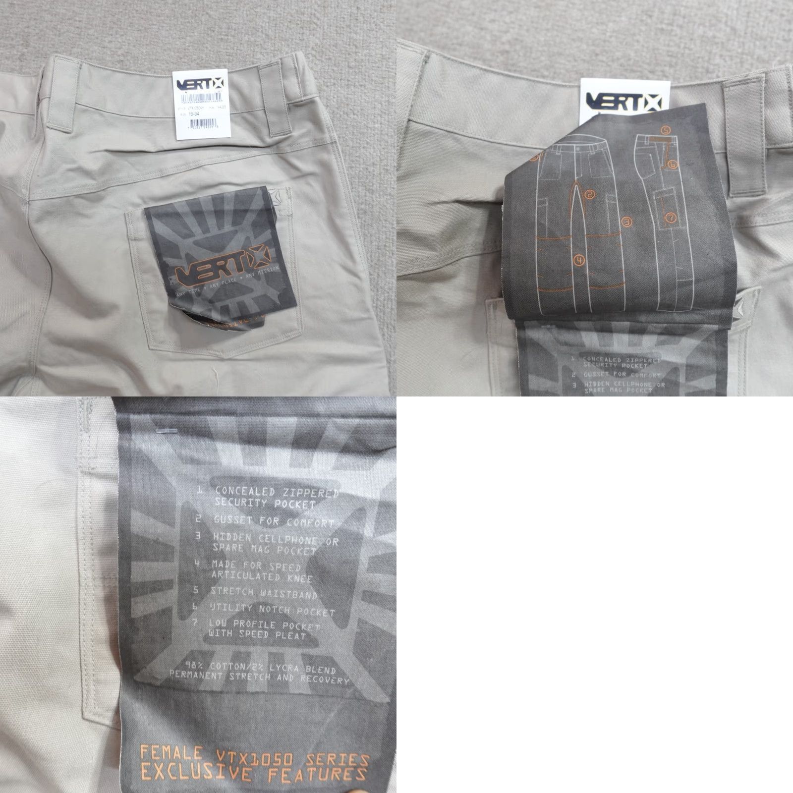 Vintage VIRTX Womens Pants 16 Beige Cargo Conceal VTX1050 NEW Size 38" / US 16 / IT 52 - 9 Thumbnail