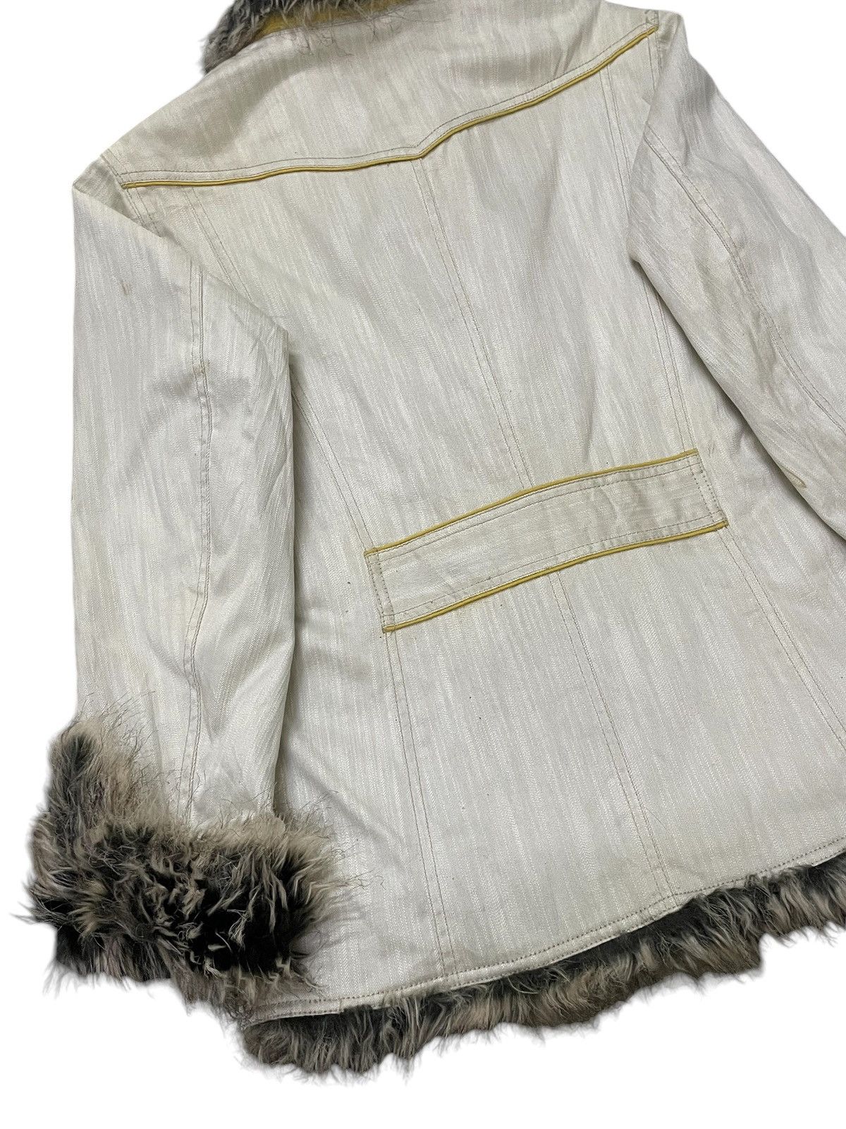 If Six Was Nine × Le Grande Bleu (L.G.B.) × Vintage Hideaways Japan Cyber Grunge Fur Afghan Denim Coat Jacket Size US M / EU 48-50 / 2 - 14 Thumbnail