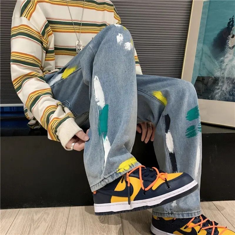 Japanese Brand × Jean Paint Splatter Straight Leg Denim Jeans Size US 32 / EU 48 - 1 Thumbnail