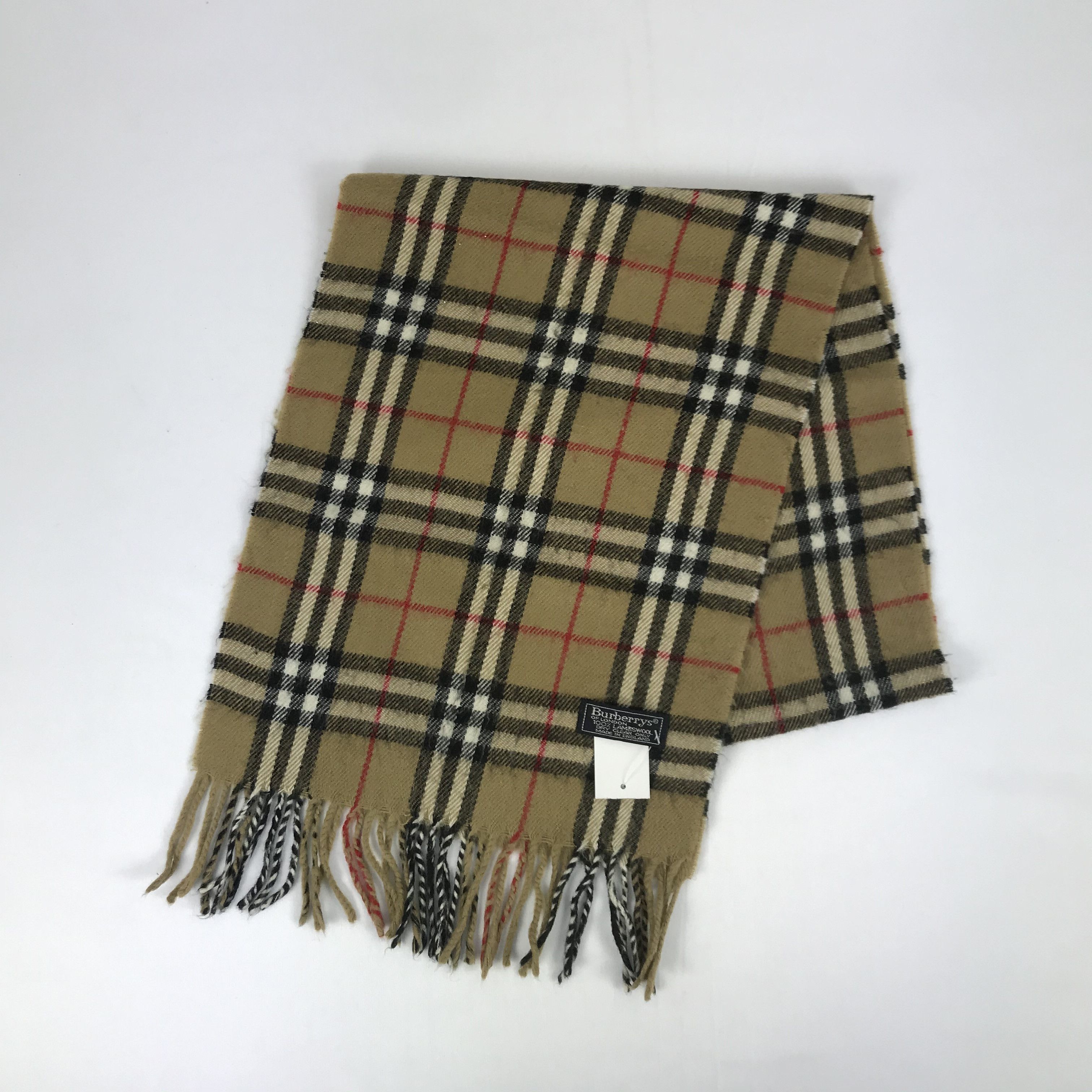 Vintage Burberry Scarf Wool Check Winter Scarves.