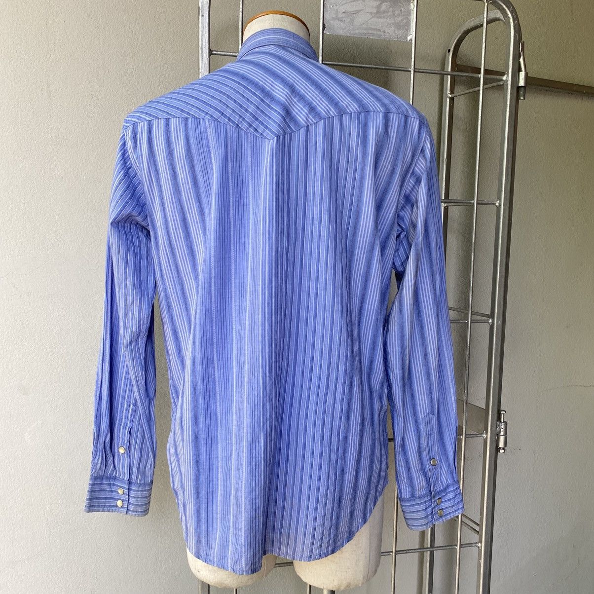 Vintage SHINS AMERICAN Blue Striped Western Shirt Size US L / EU 52-54 / 3 - 22 Thumbnail